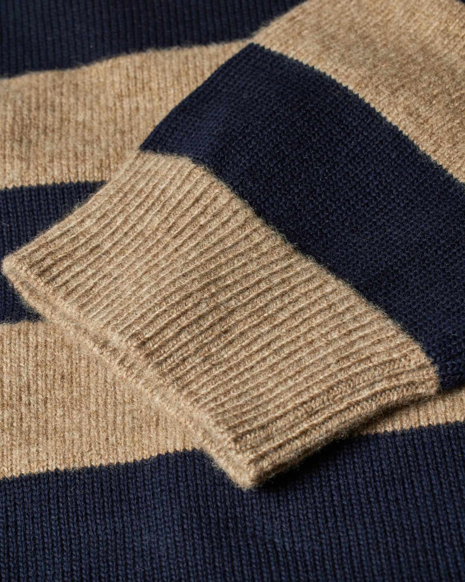 Detail View - Women's Navy and Oatmeal Lambswool-Blend Striped Sweater Paul Smith