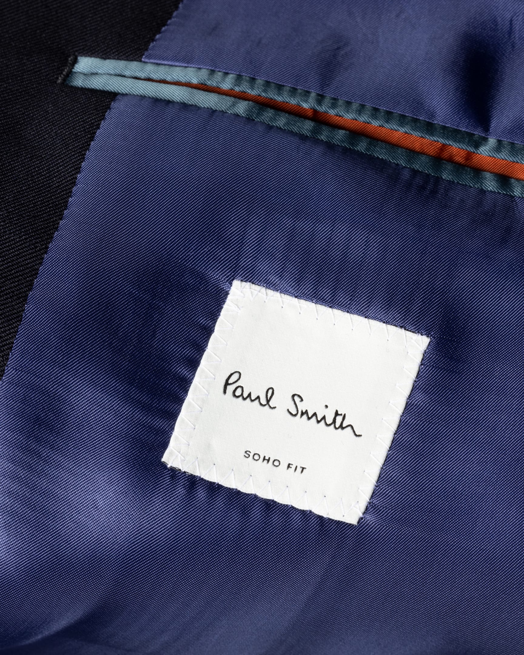 Detail View - The Soho - Tailored-Fit Navy Wool 'A Suit To Travel In' Paul Smith