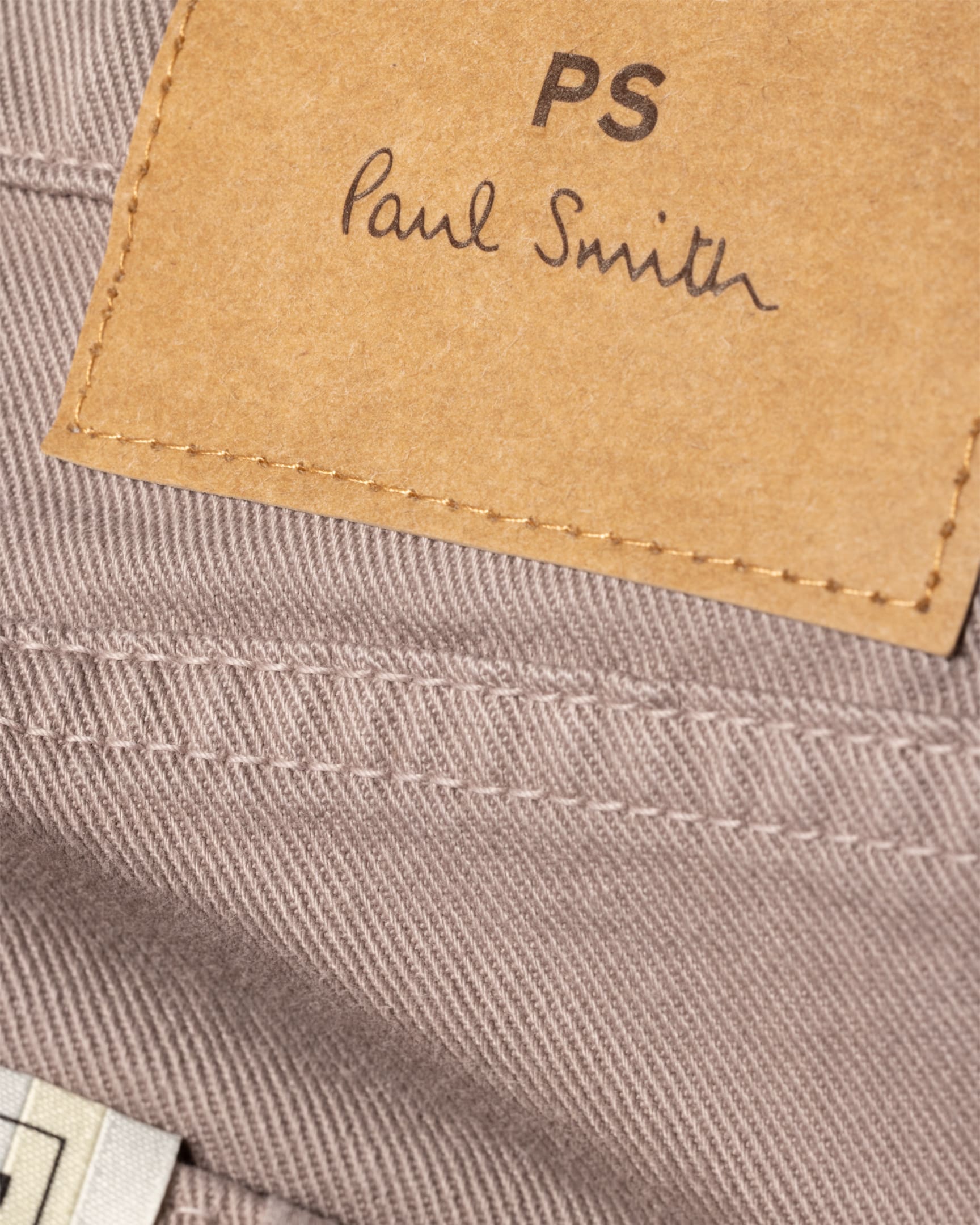 Detail View - Tapered-Fit Taupe Garment-Dyed Jeans Paul Smith