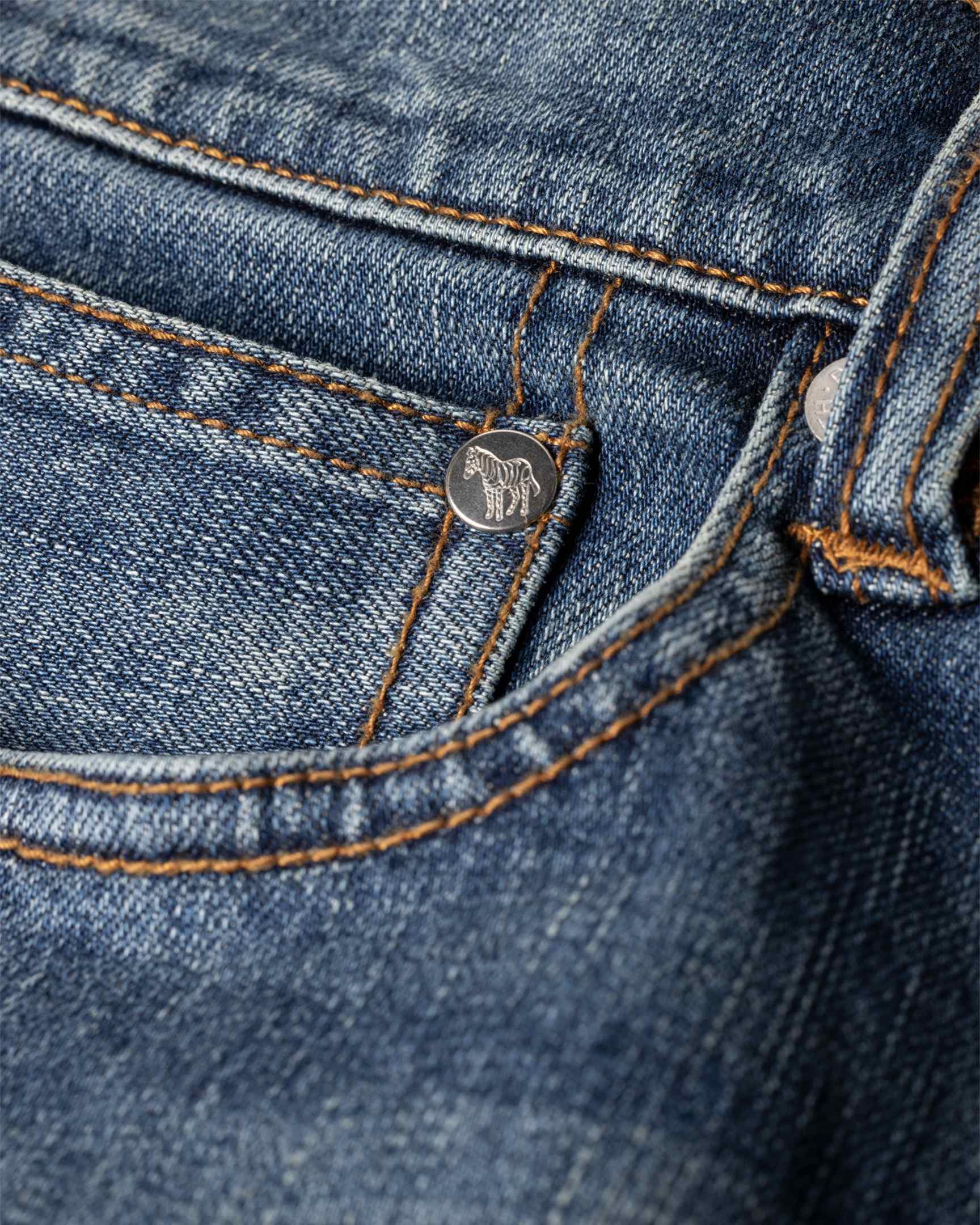Standard-Fit 11.8oz 'Crosshatch Stretch' Blue-Rinse Jeans
