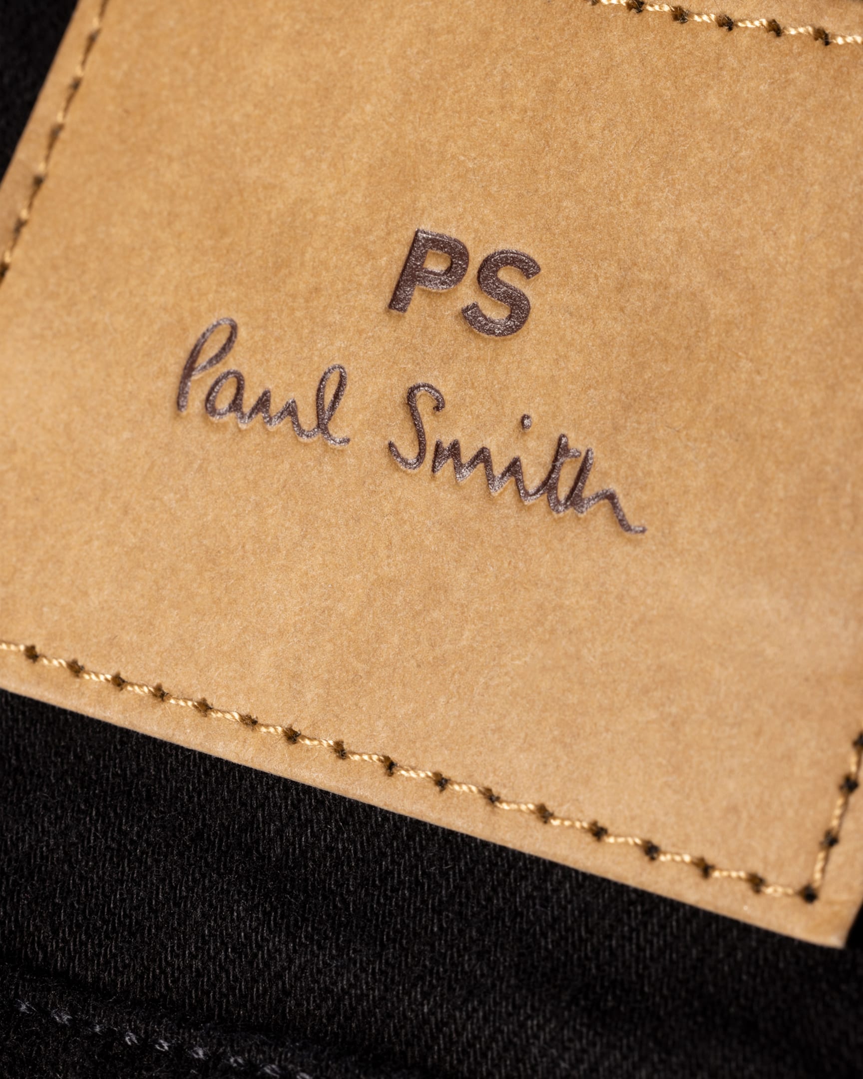 Detail View - Tapered-Fit Black Organic Stretch Jeans Paul Smith