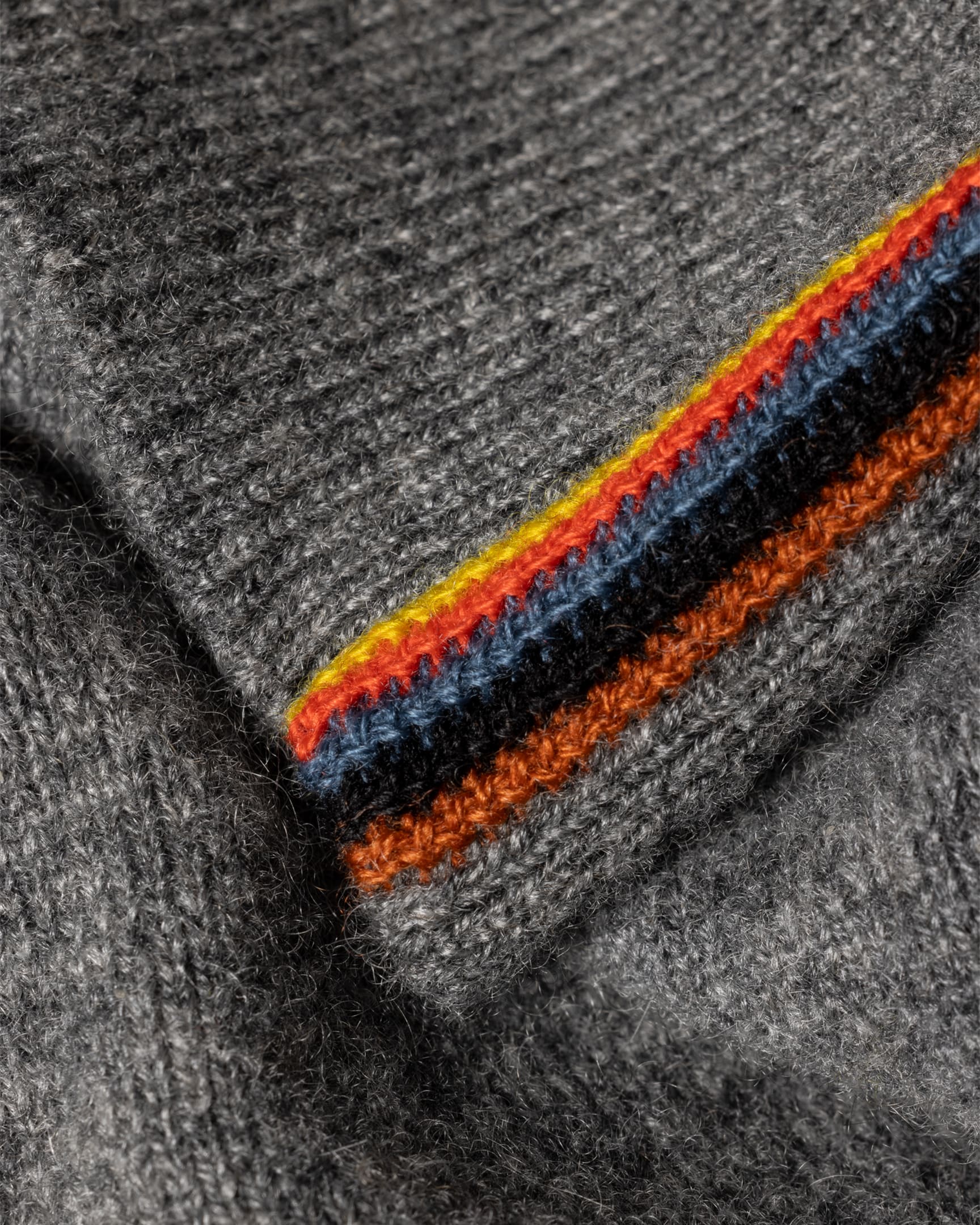 Detail View - Grey Cashmere 'Artist Stripe' Roll Neck Sweater Paul Smith