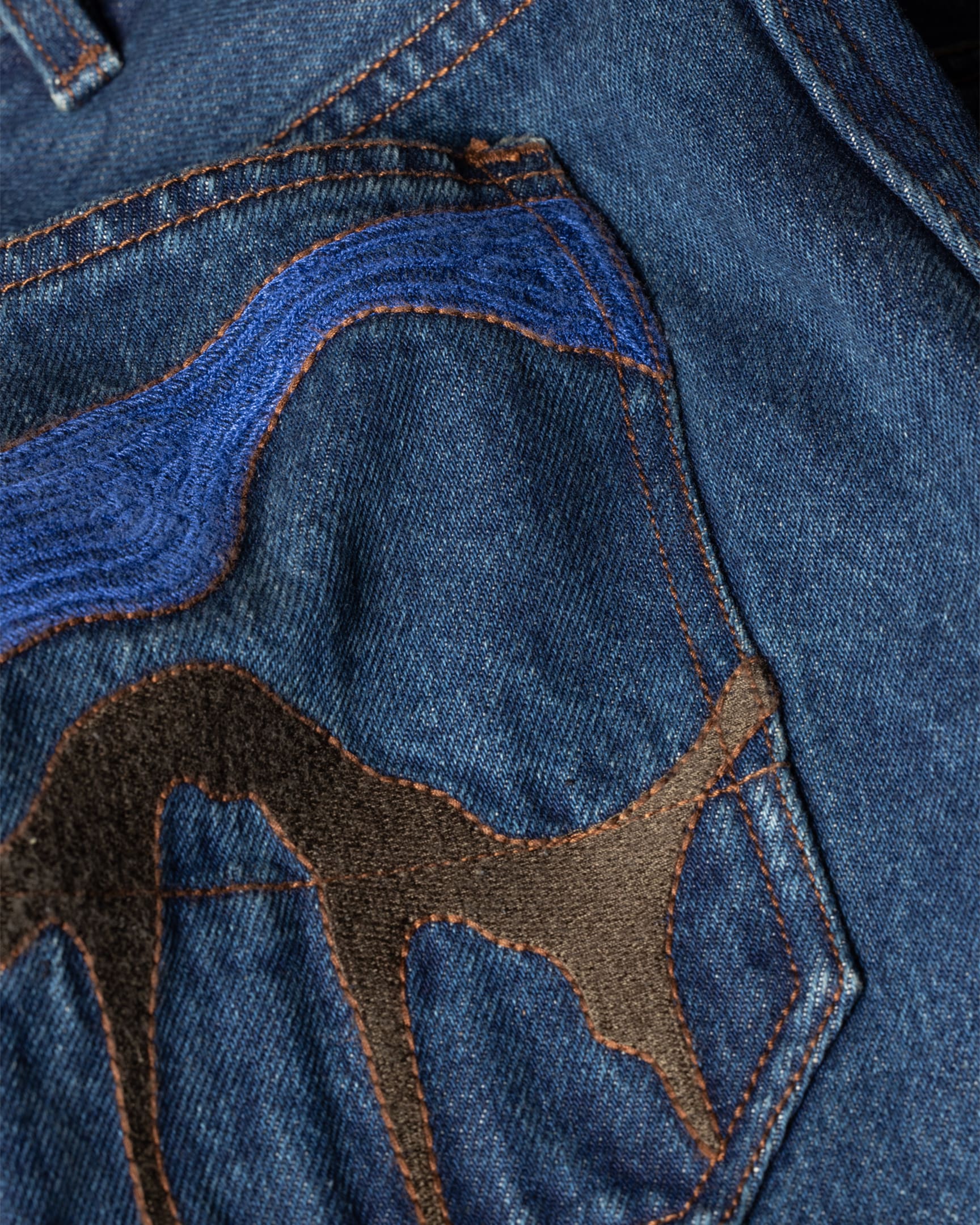Detail View - Relaxed-Fit Dark-Wash 'Plains' Embroidered Jeans Paul Smith