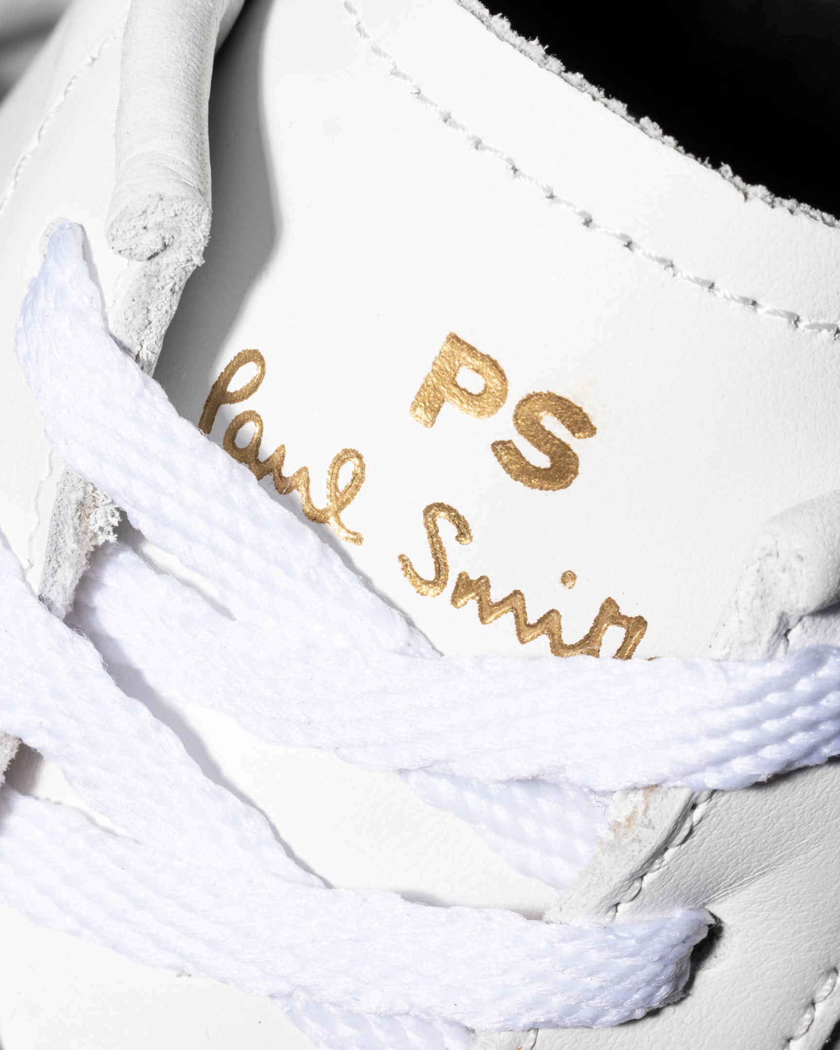 Detail View - White Leather 'Dover' 'Sports Stripe' Trainers