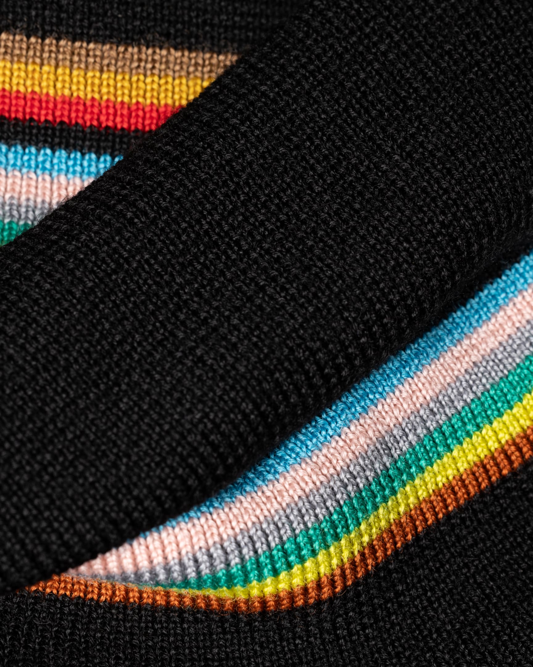 Detail View - Black Merino Wool Roll Neck Sweater Paul Smith