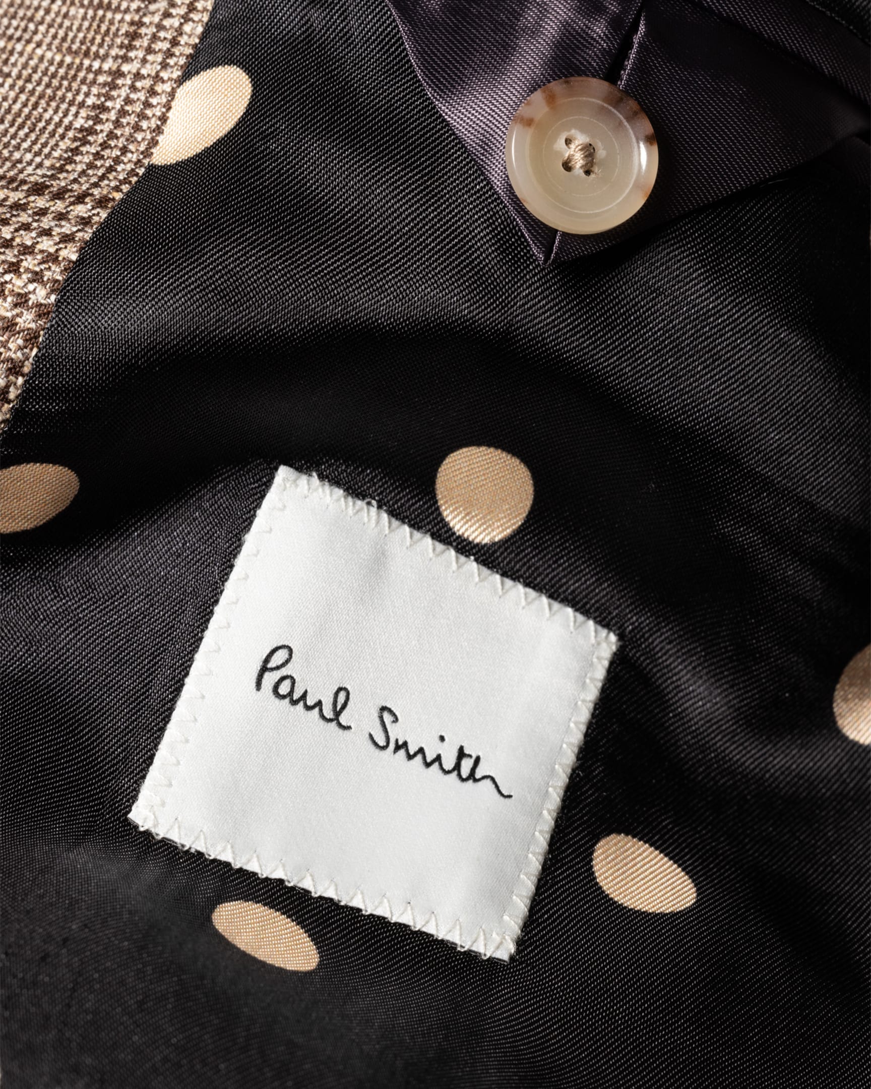 Detail View - Brown Houndstooth Check Wool-Linen Blazer Paul Smith