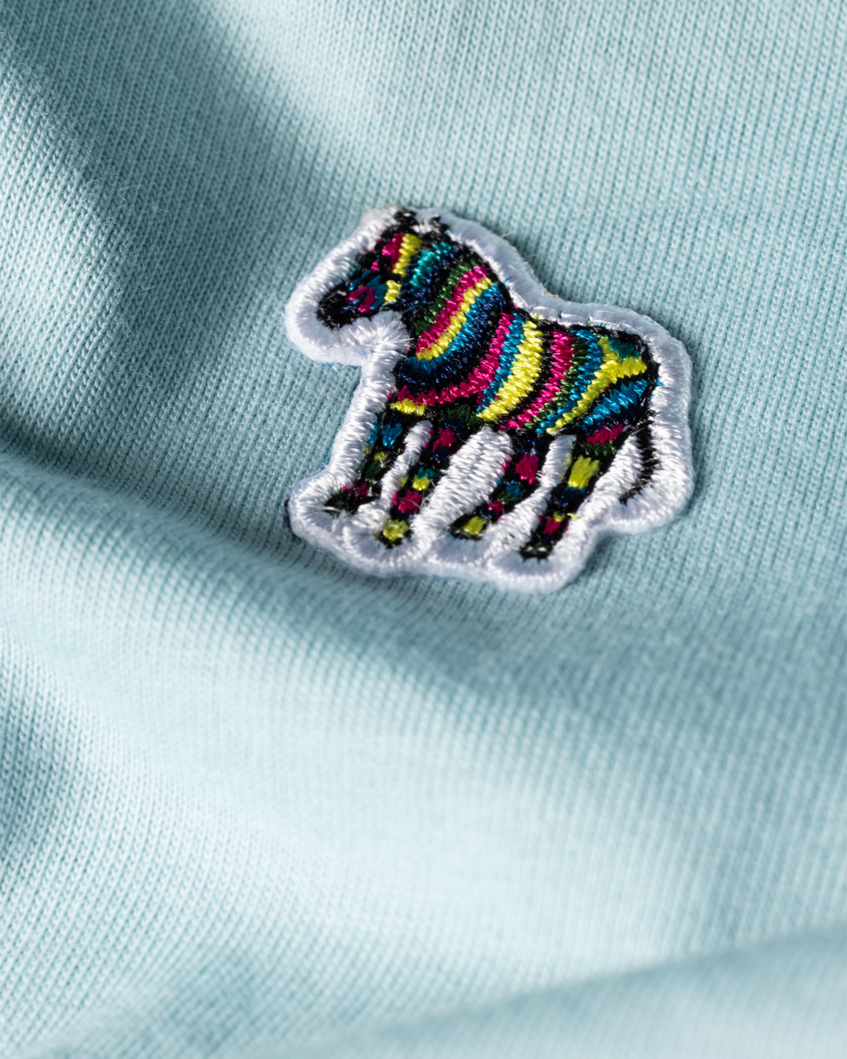 Detail View - Sky Blue Organic Cotton Zebra Logo T-Shirt Paul Smith