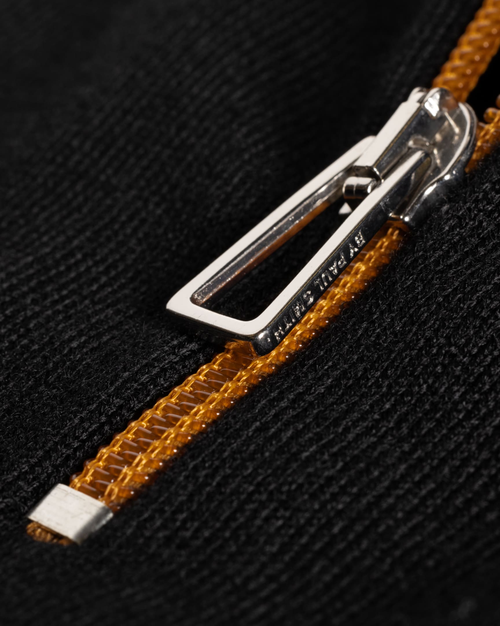 Detail View - Black And Orange Merino Wool Half Zip Sweater Paul Smith