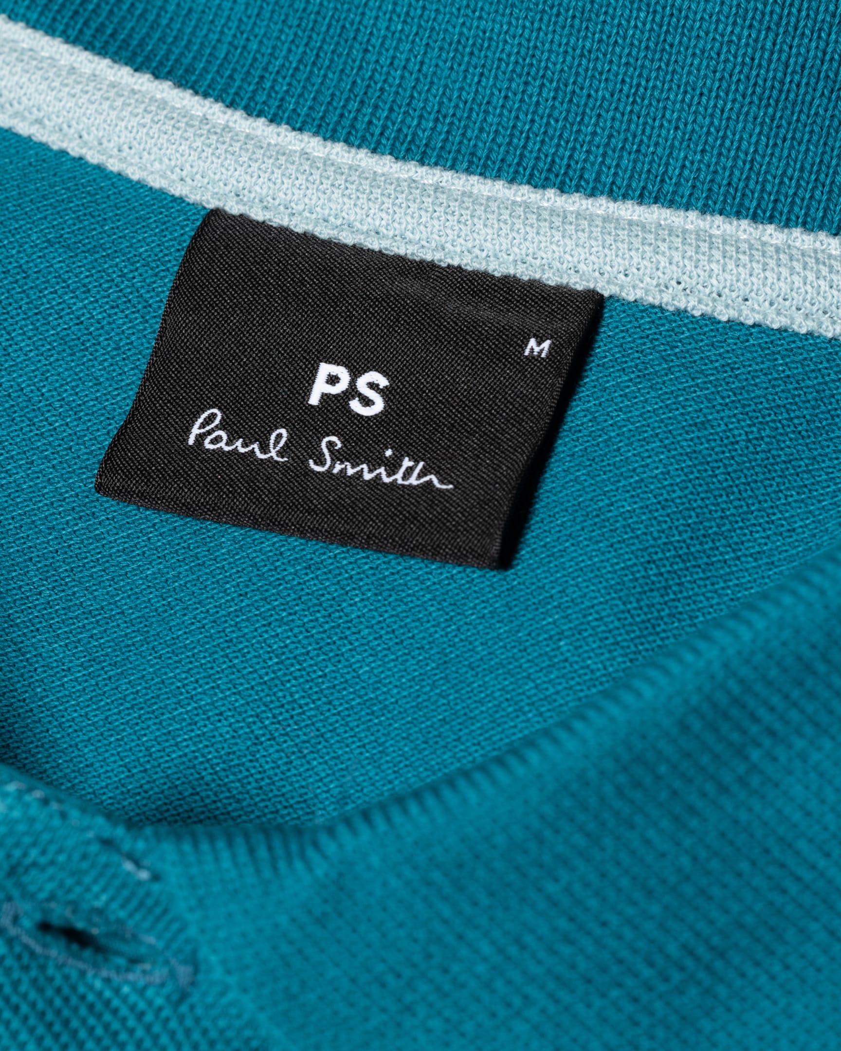 Detail View - Teal Blue Long-Sleeve Zebra Logo Polo Shirt Paul Smith