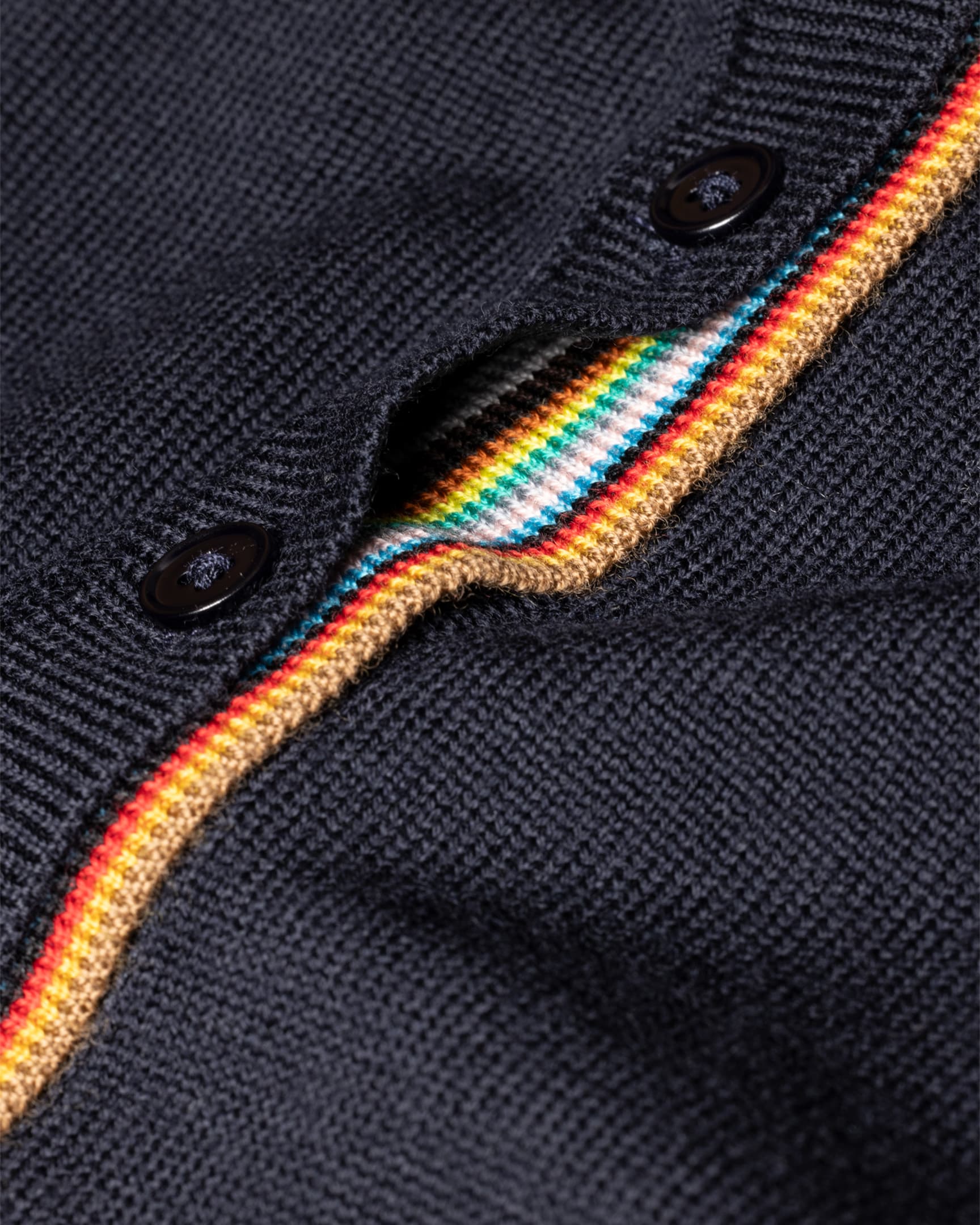 Detail View - Women's Navy Merino Wool 'Signature Stripe' Cardigan Paul Smith