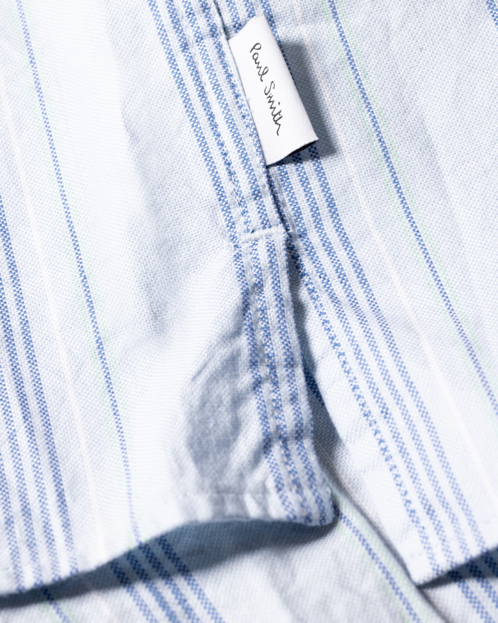 Detail View - Light Blue Stripe Organic Cotton Short-Sleeve Shirt Paul Smith