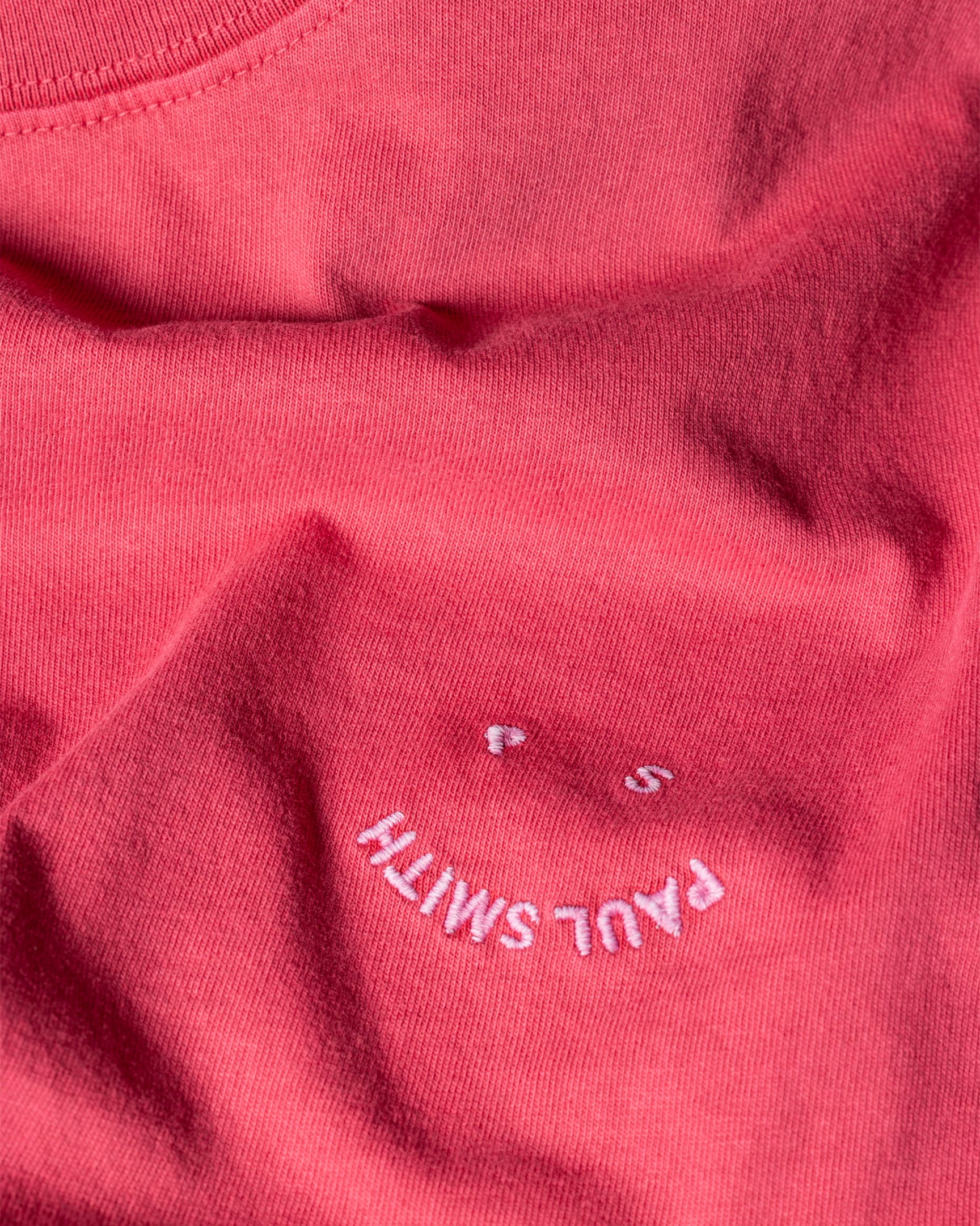 Detail View - Washed Red Cotton 'Happy' T-Shirt Paul Smith