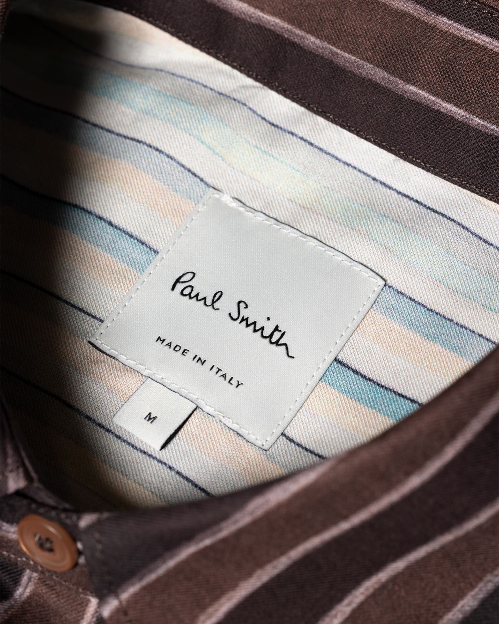 Detail View - Brown Cotton 'Painted Stripe' Shirt Paul Smith