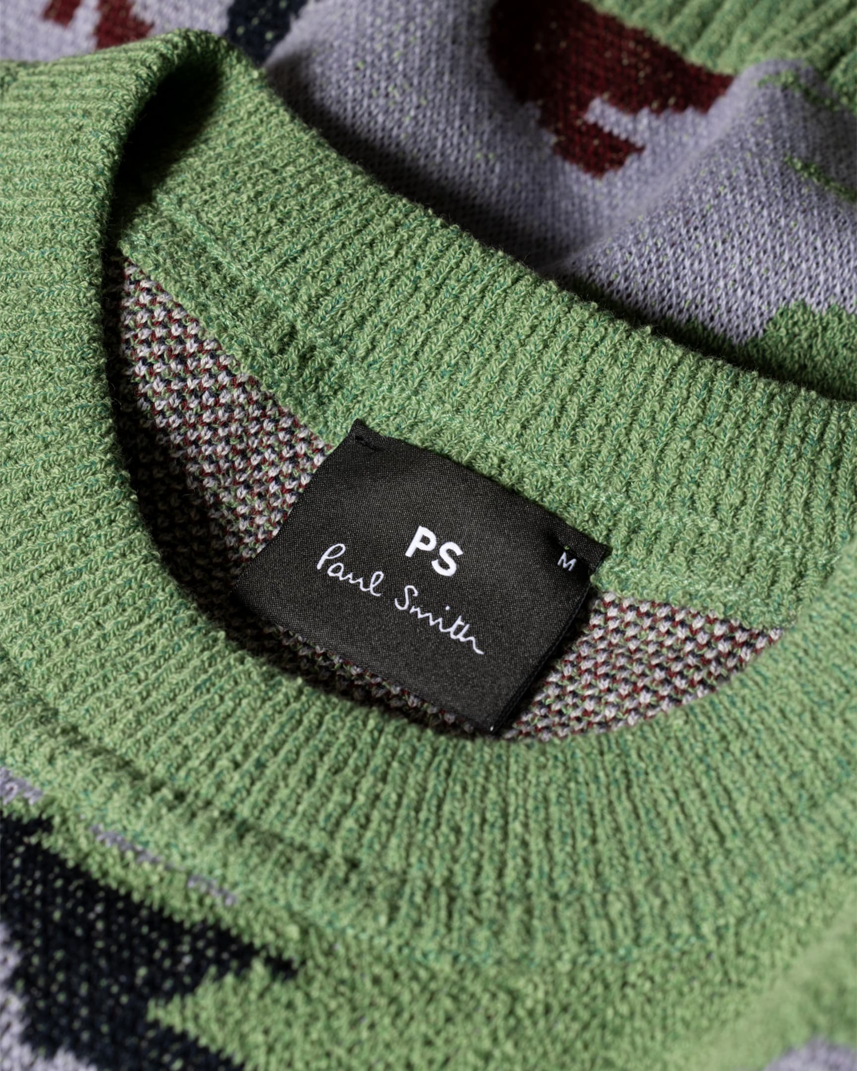 Detail View - Green 'Palmera' Jacquard Cotton-Blend Sweater Paul Smith