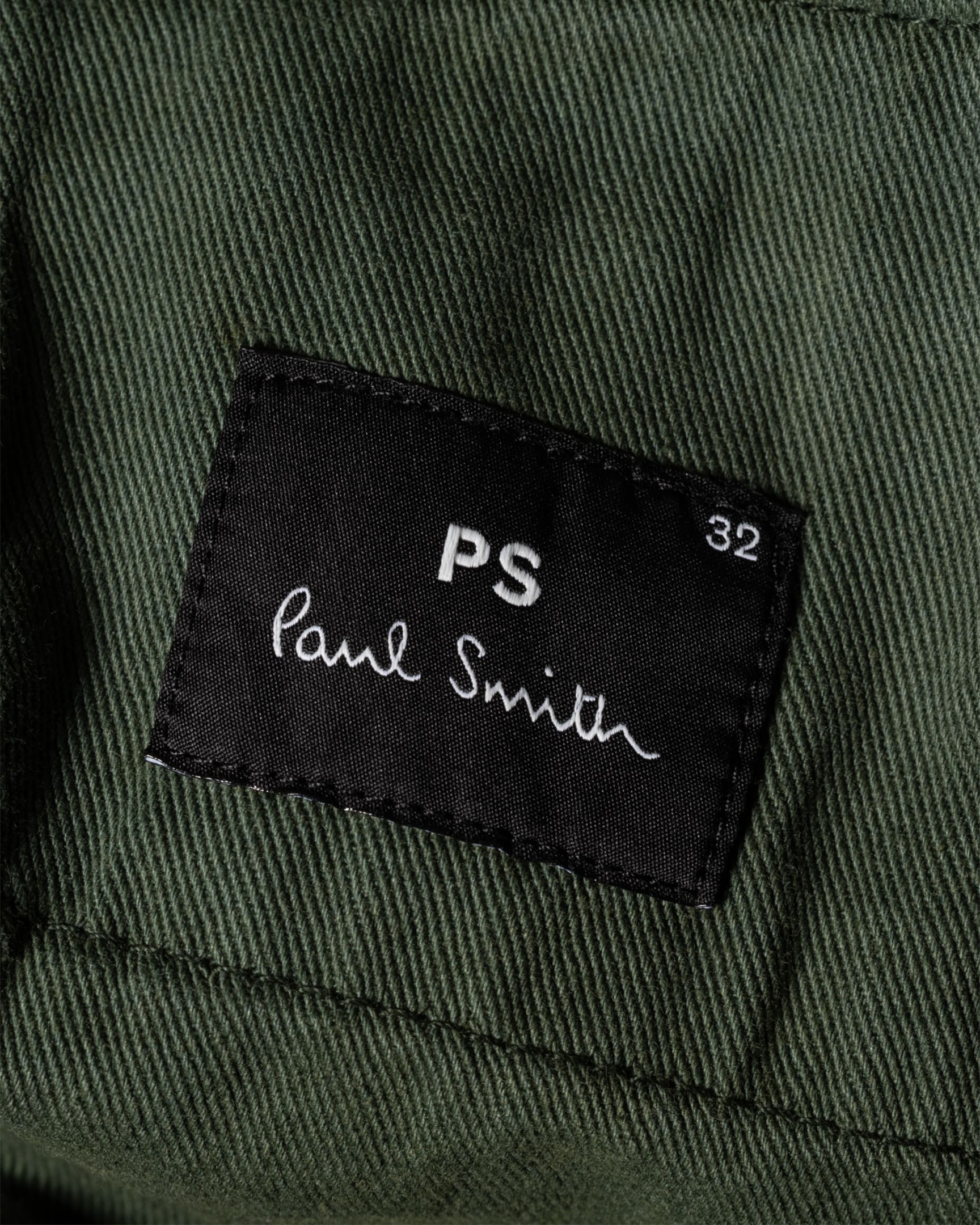 Detail View - Tapered-Fit Dark Green Organic Cotton-Stretch Chinos Paul Smith