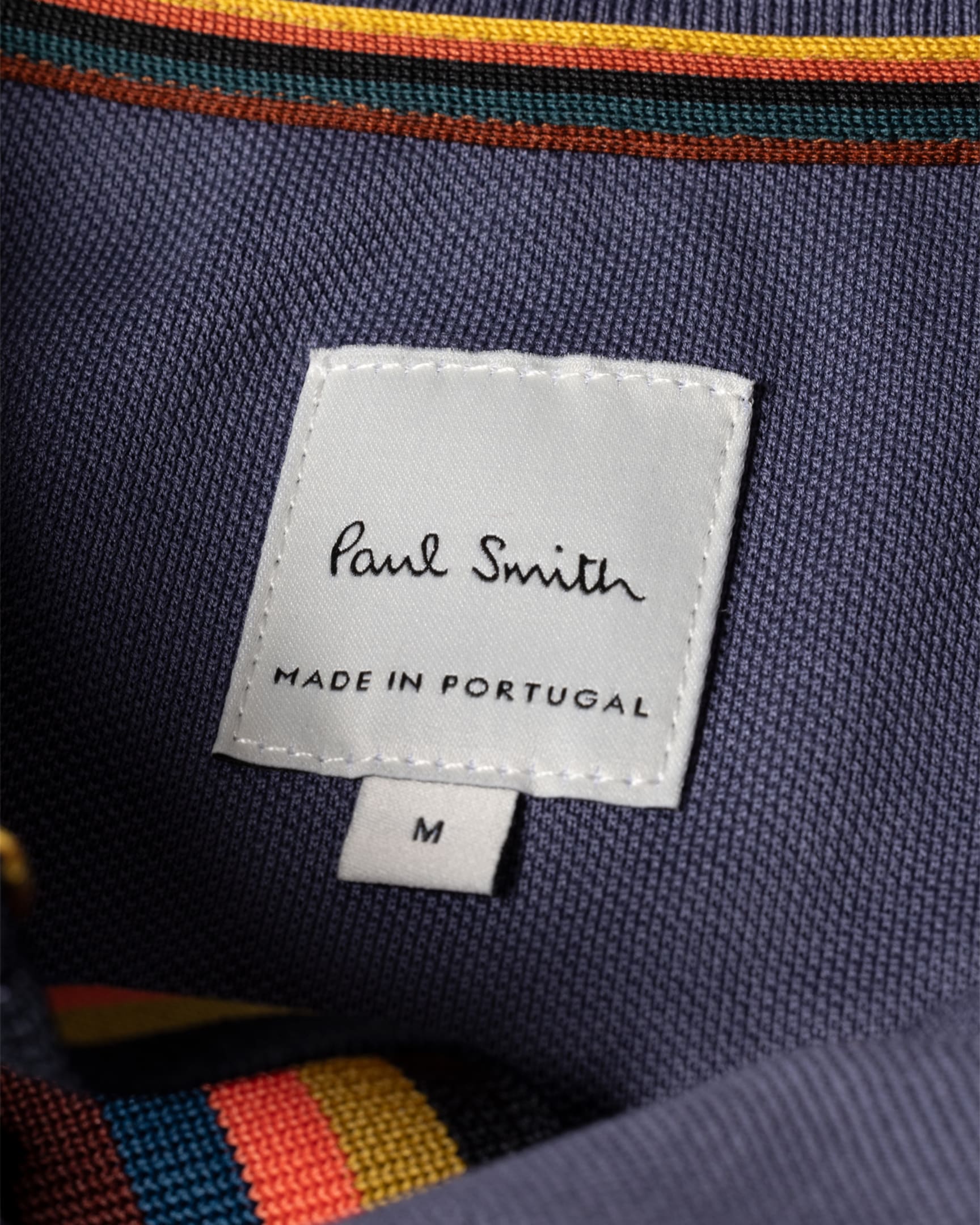 Detail View - Purple Cotton 'Artist Stripe' Placket Polo Shirt Paul Smith