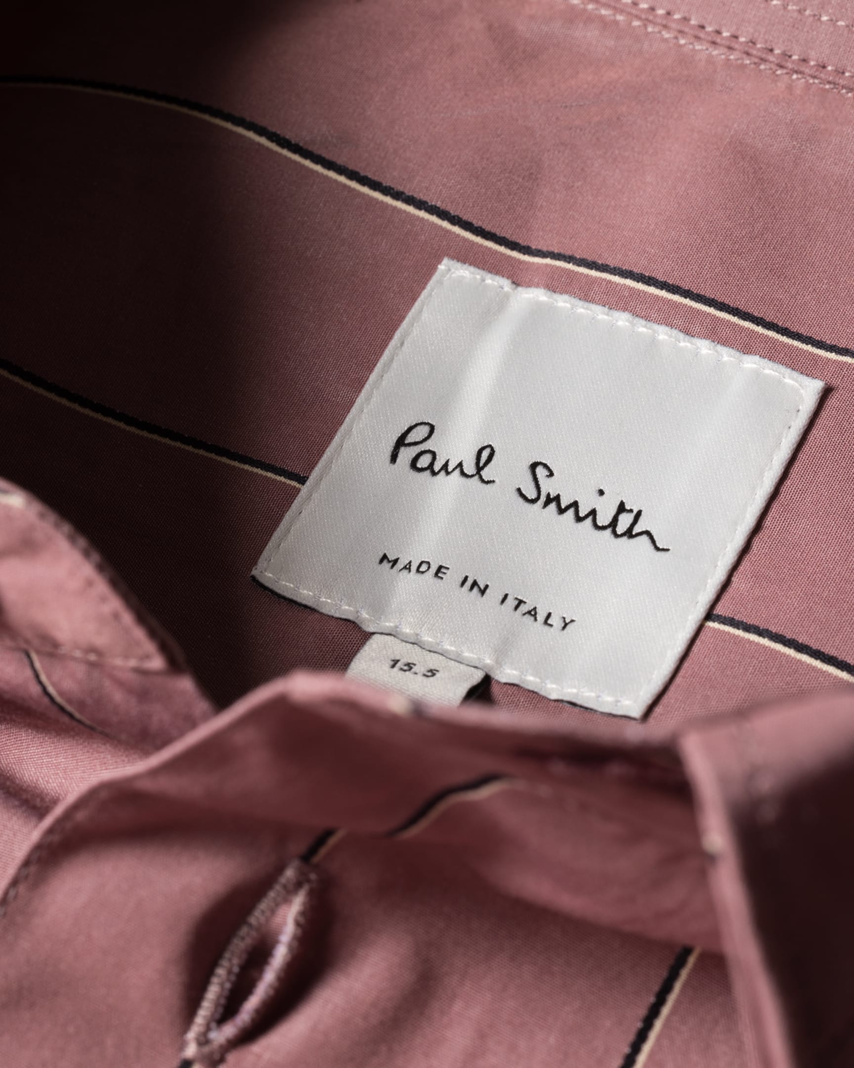 Detail View - Dusky Pink Oversized Stripe Cotton Shirt Paul Smith