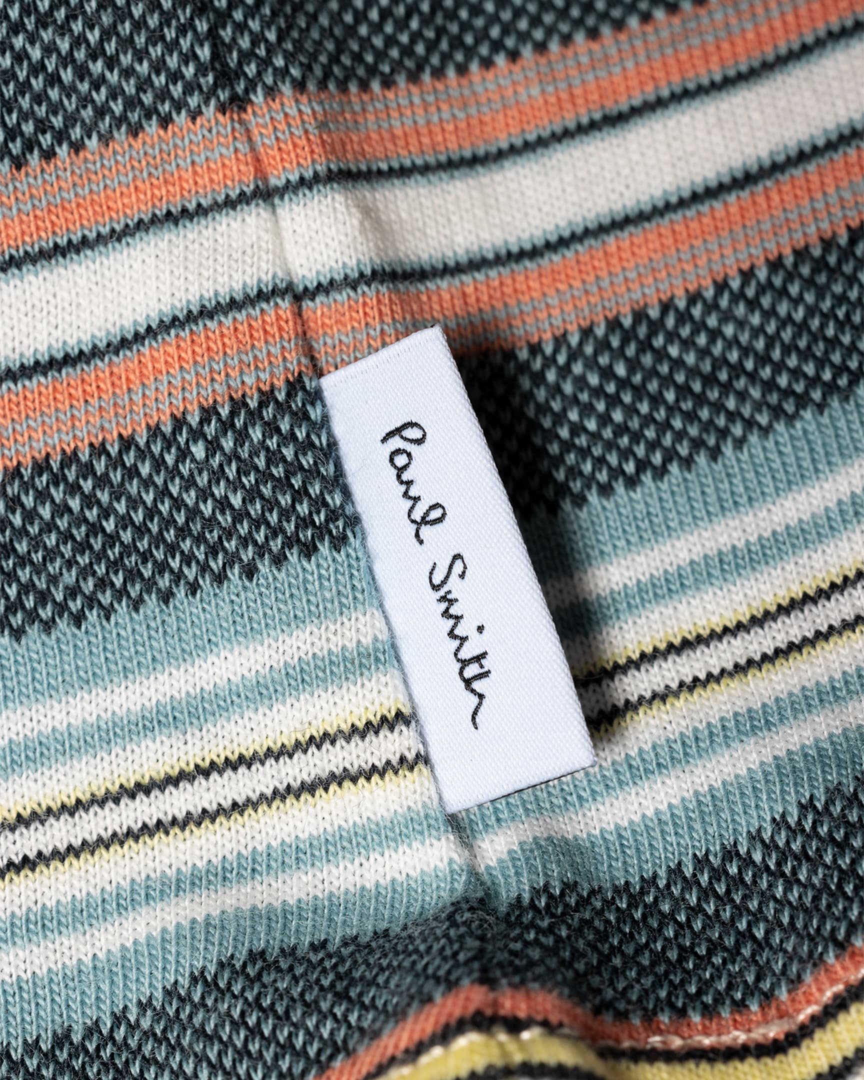 Detail View - Blue And Orange Multi-Stripe Cotton T-Shirt Paul Smith