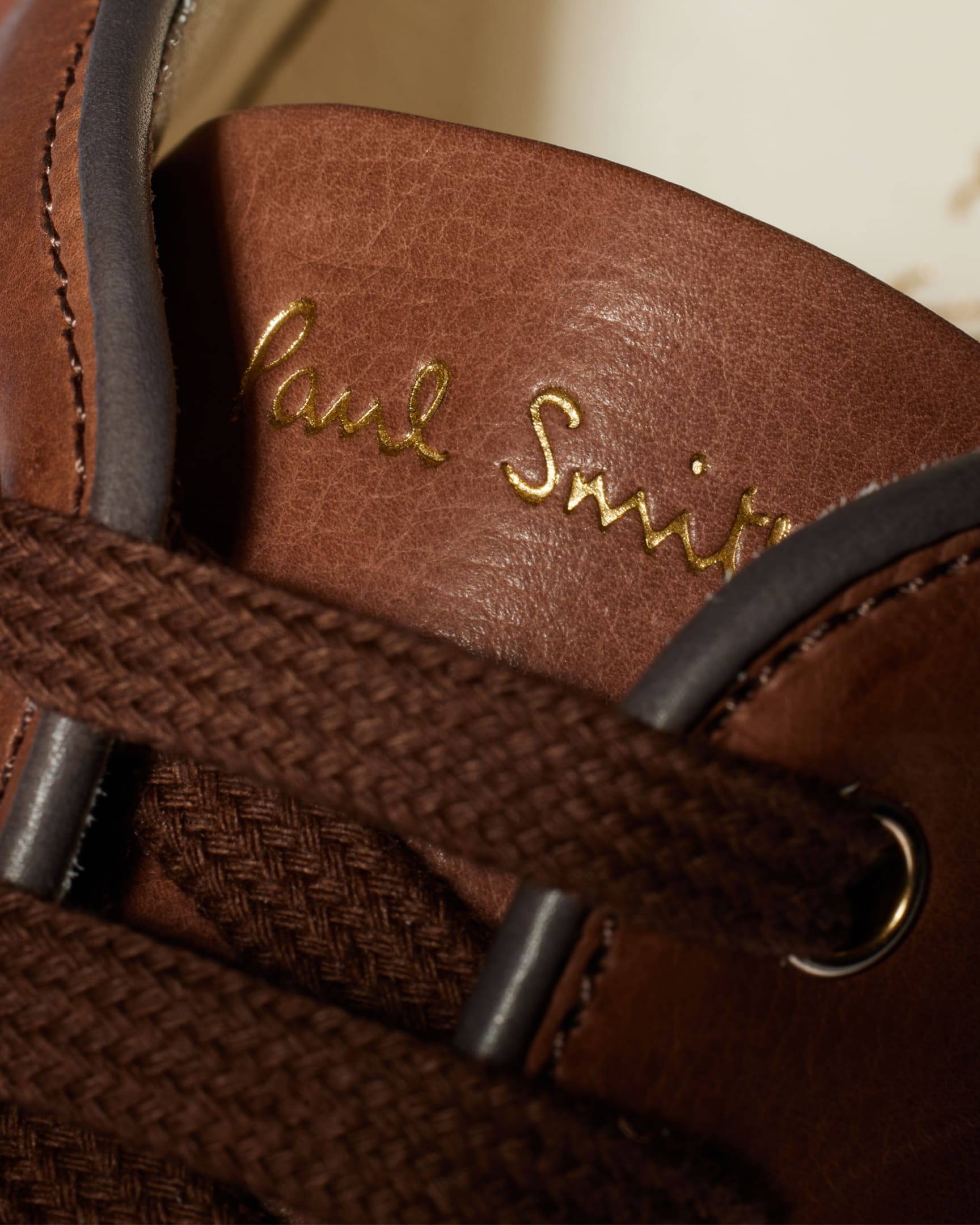 Detail View - Tan Leather 'Basso' Trainers Paul Smith