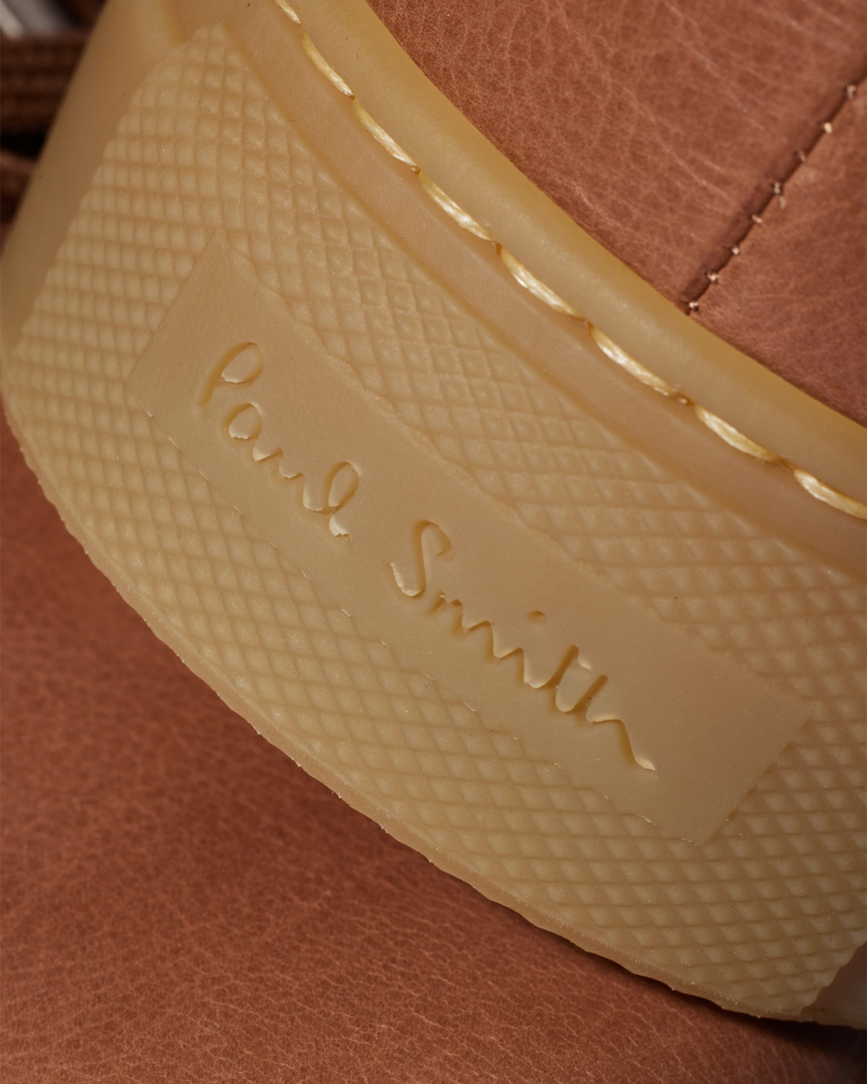 Detail View -Tan Leather 'Basso' Trainers Paul Smith
