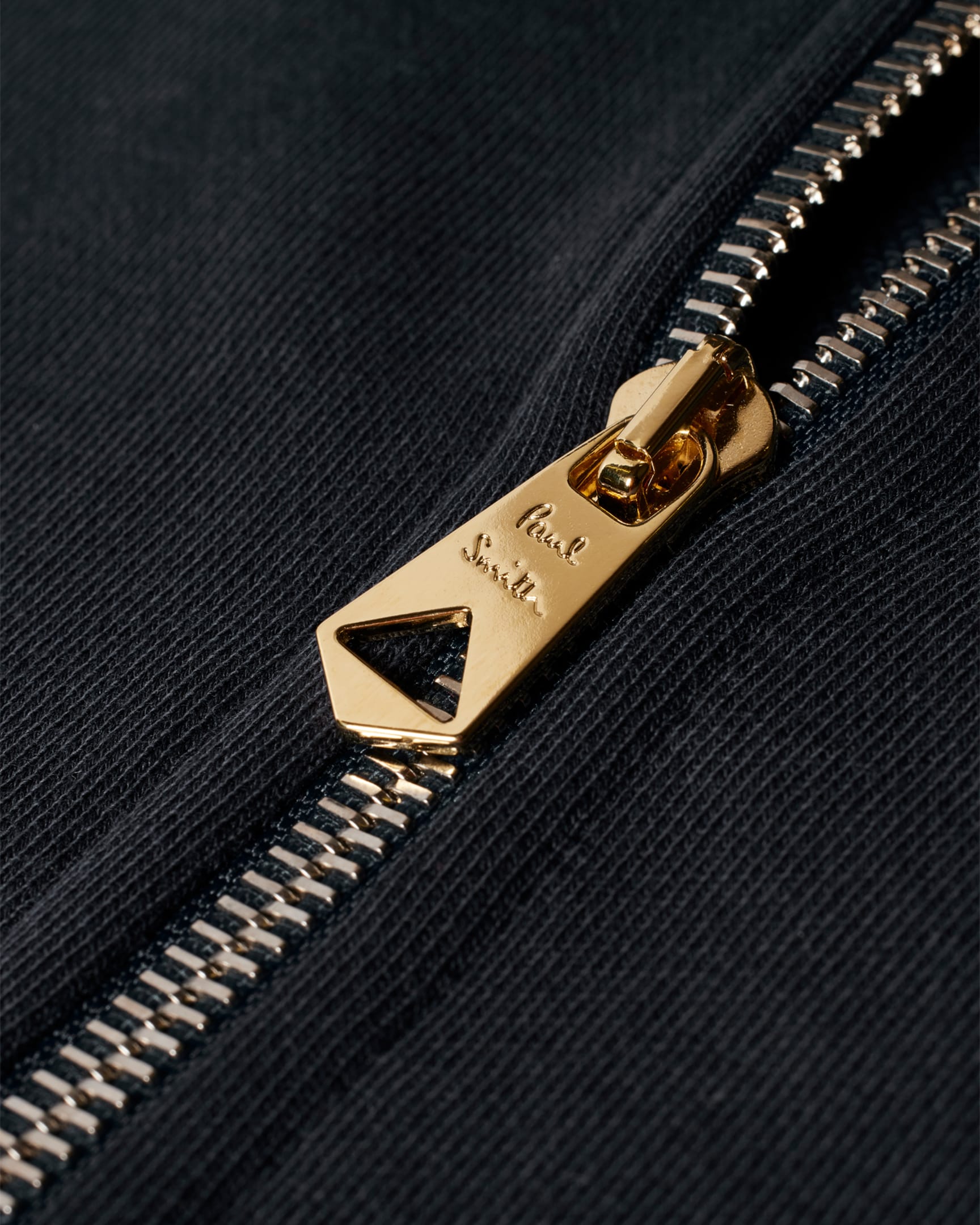Detail View - Navy Cotton-Blend Zip-Neck Sweatshirt Paul Smith
