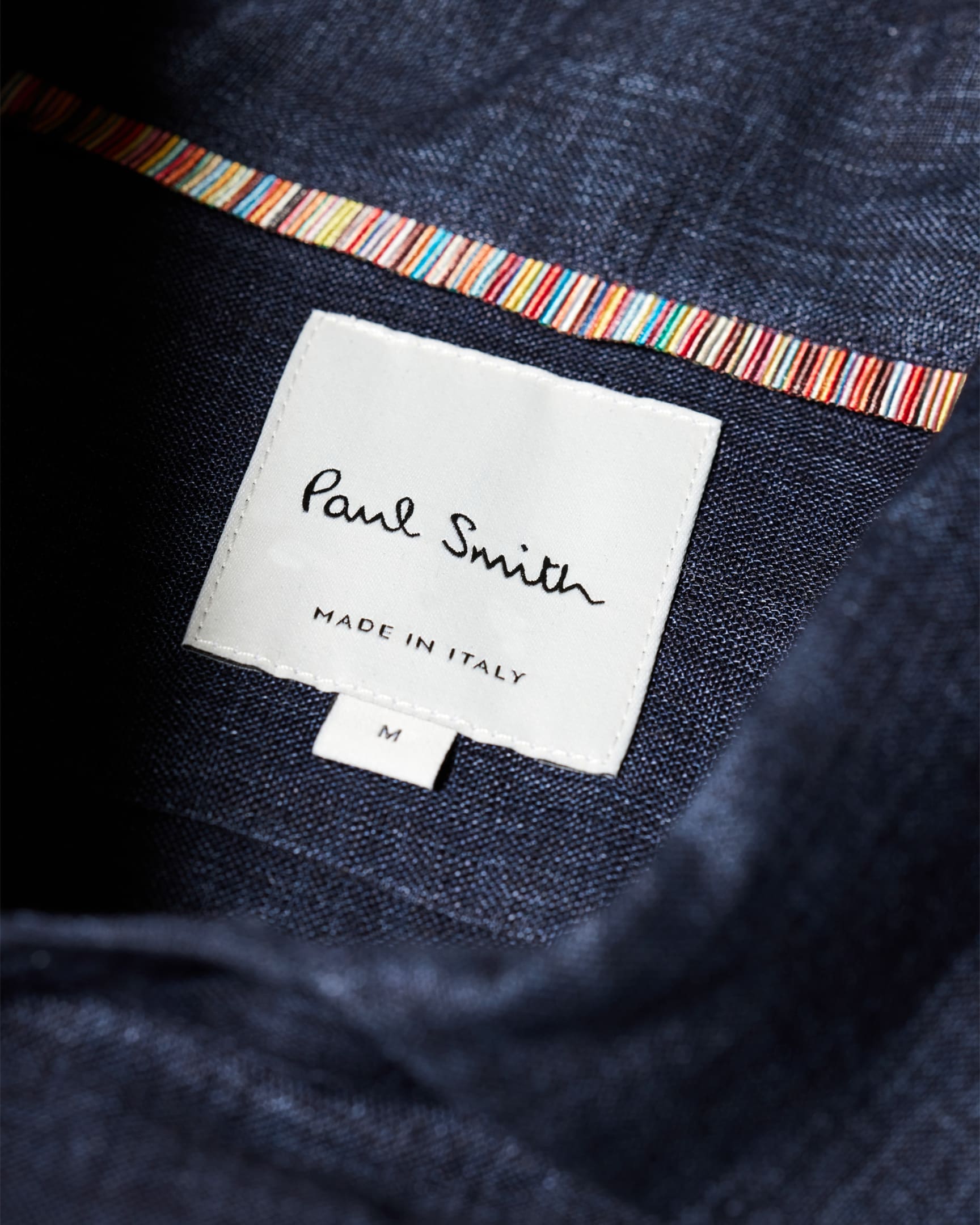 Detail View - Slim-Fit Navy Linen Shirt Paul Smith