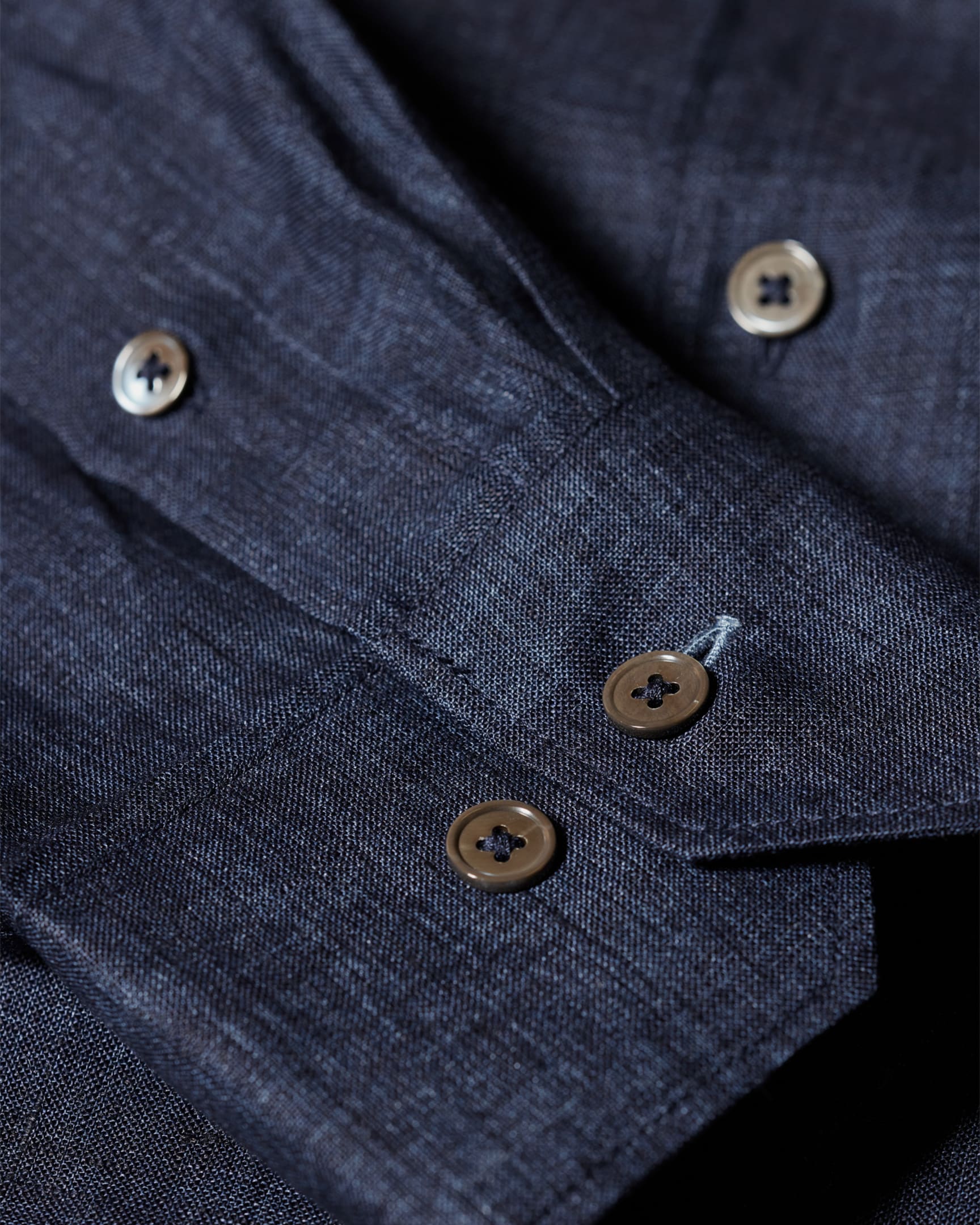 Detail View - Slim-Fit Navy Linen Shirt Paul Smith