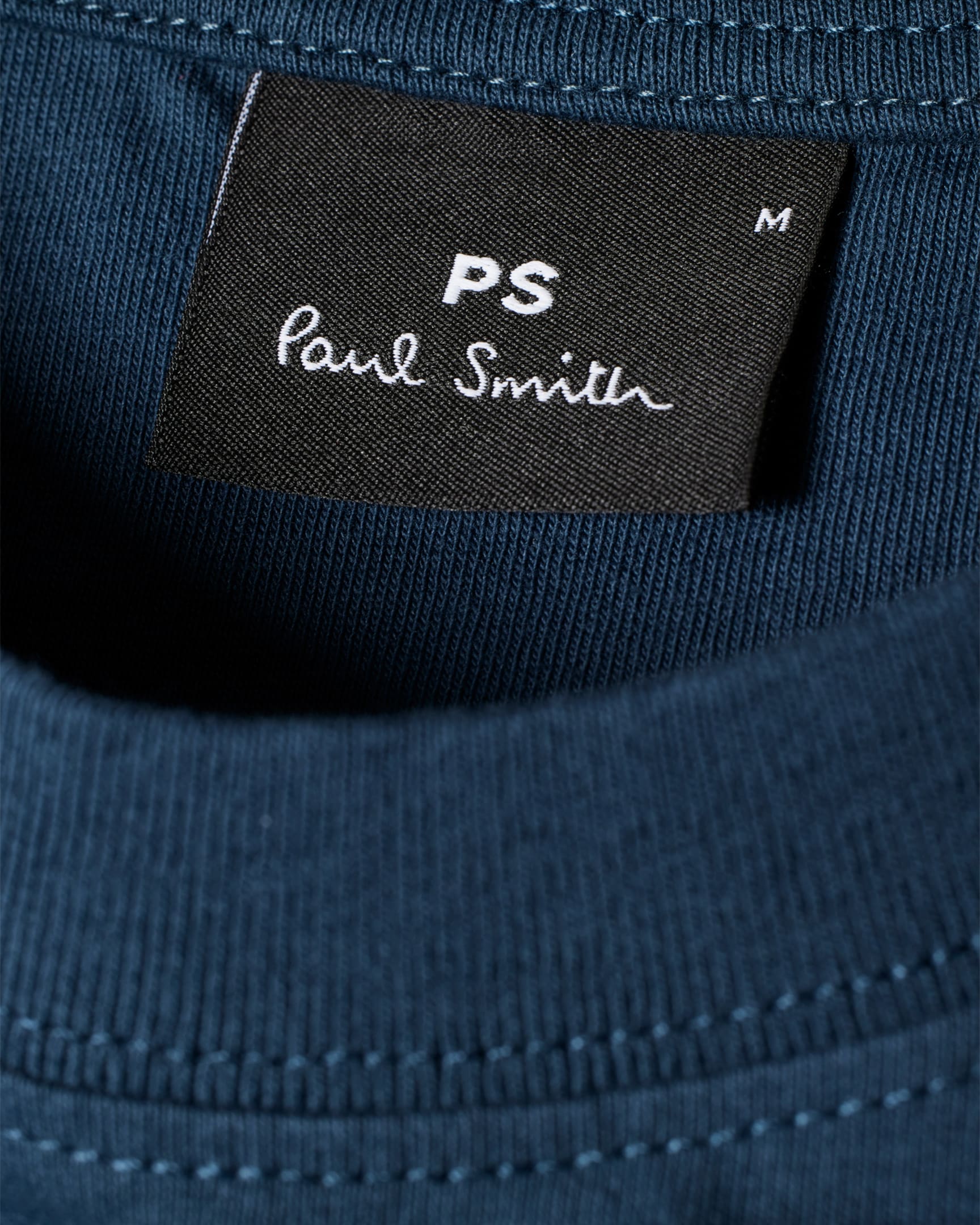 Detail View - Navy Cotton 'Happy' Wave T-Shirt Paul Smith