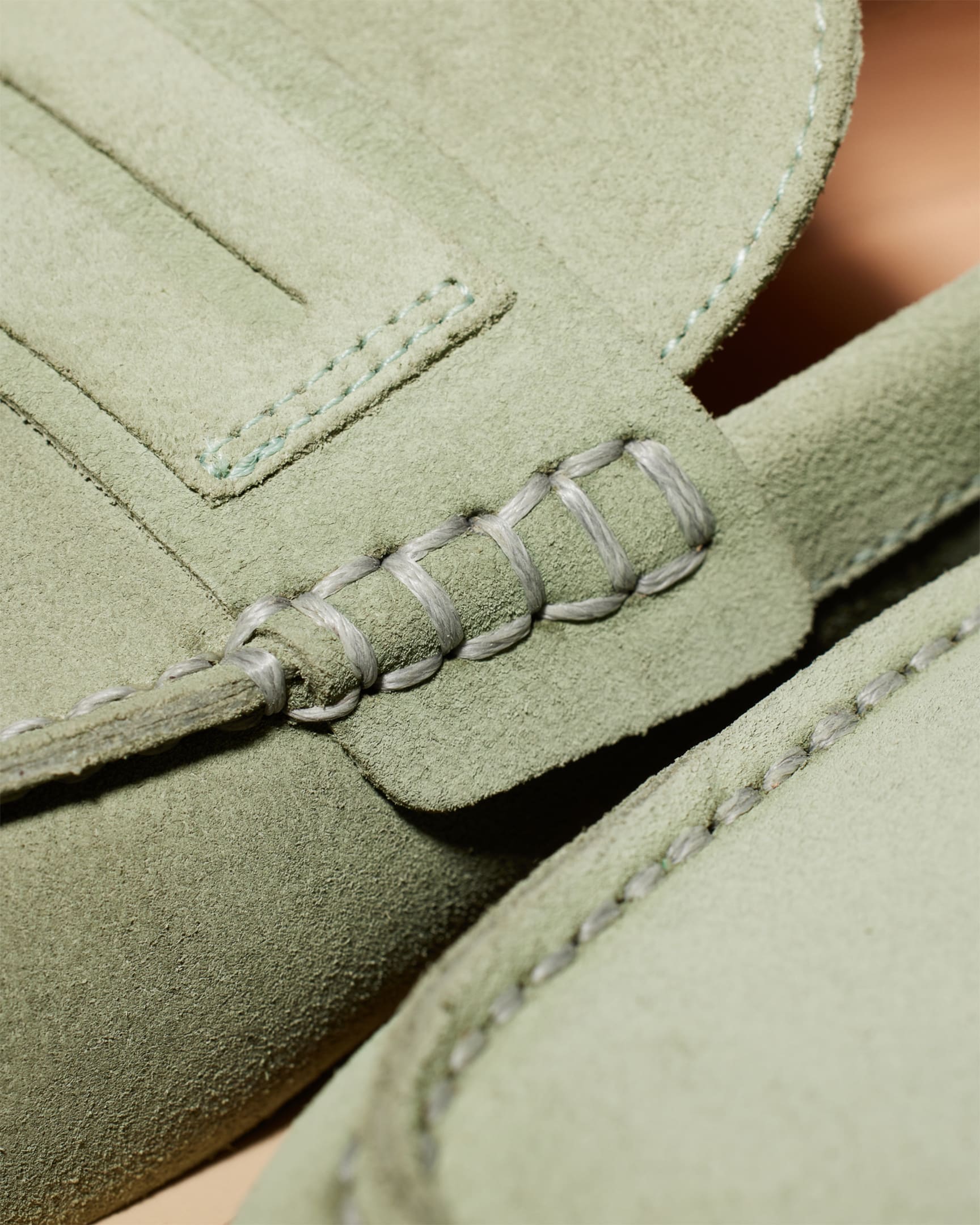 Detail View - Women's Mint Green Suede 'Felicity' Loafers Paul Smith
