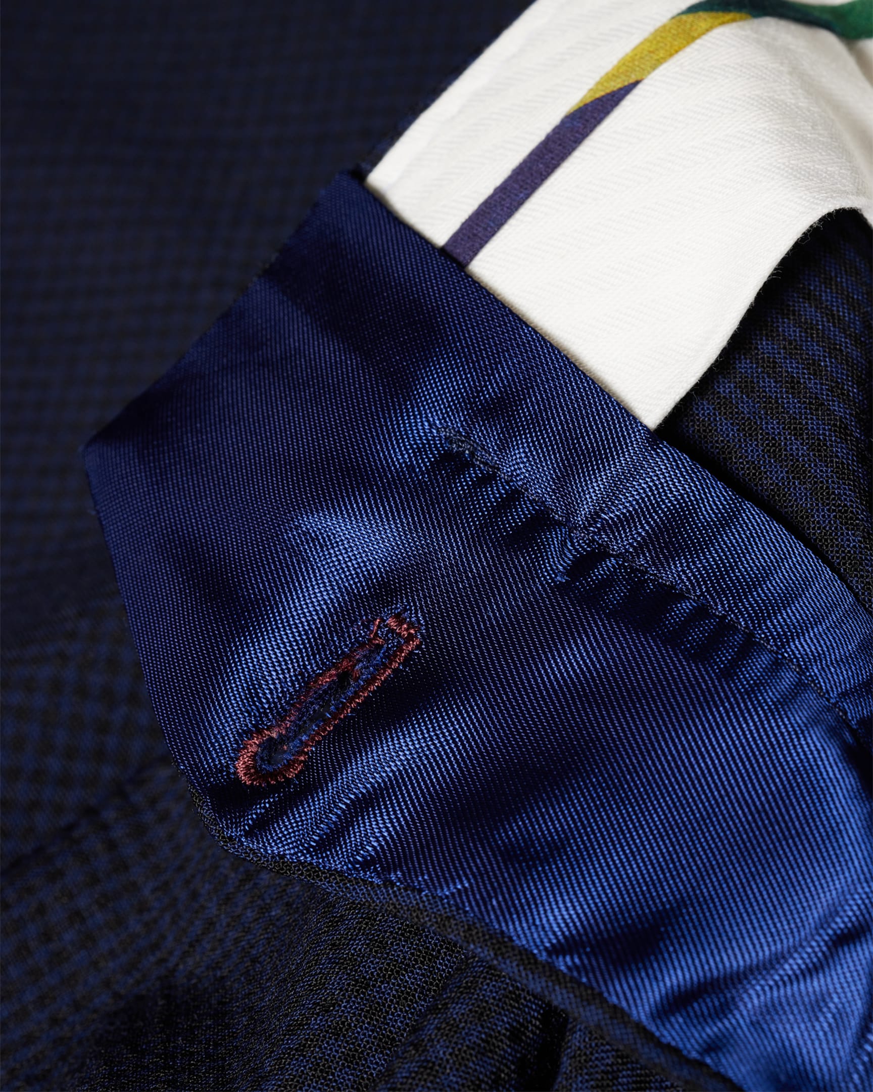 Men #39 s Navy Pleated Seersucker Trousers