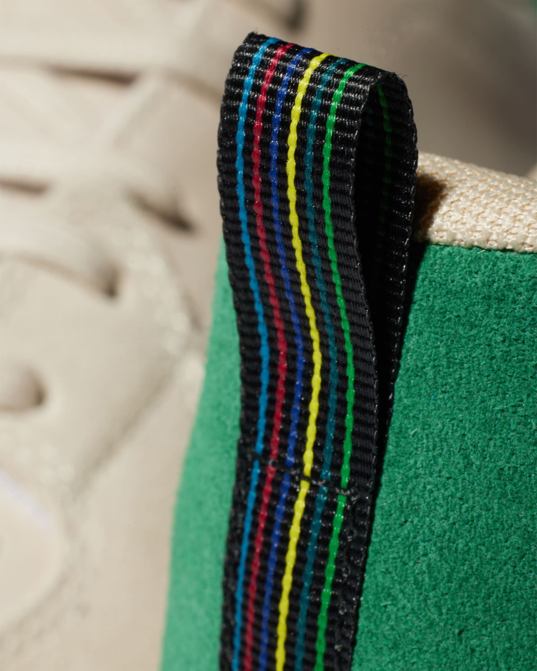 Detail View - Ecru Leather 'Cosmo' Trainers With Green Trim Paul Smith