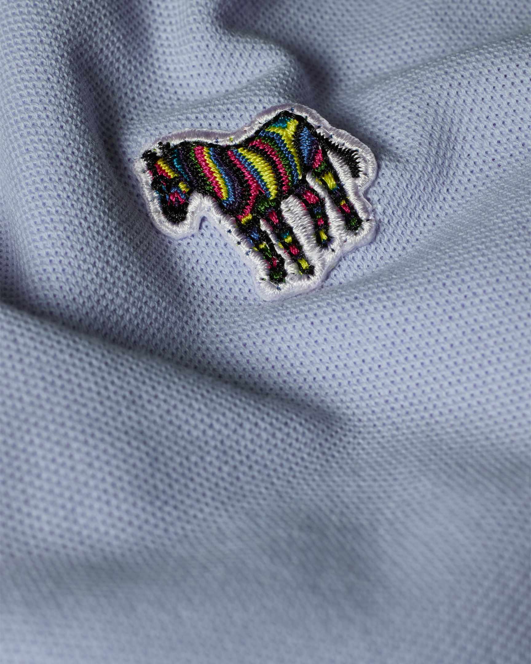 Men's Pale Blue Cotton-Piqué Zebra Logo Polo Shirt