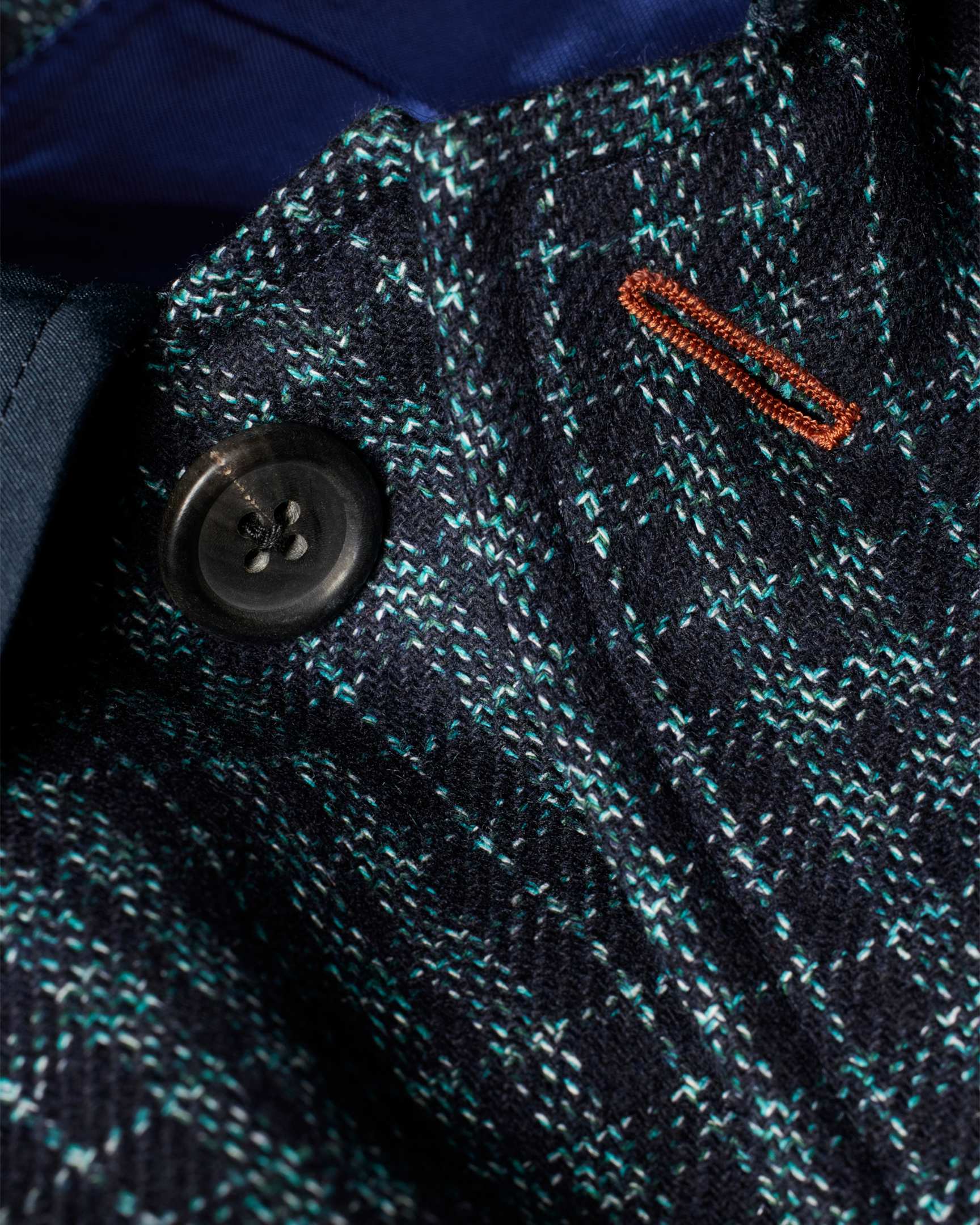 3520 Navy Blue Classic Wool Blend Coat 