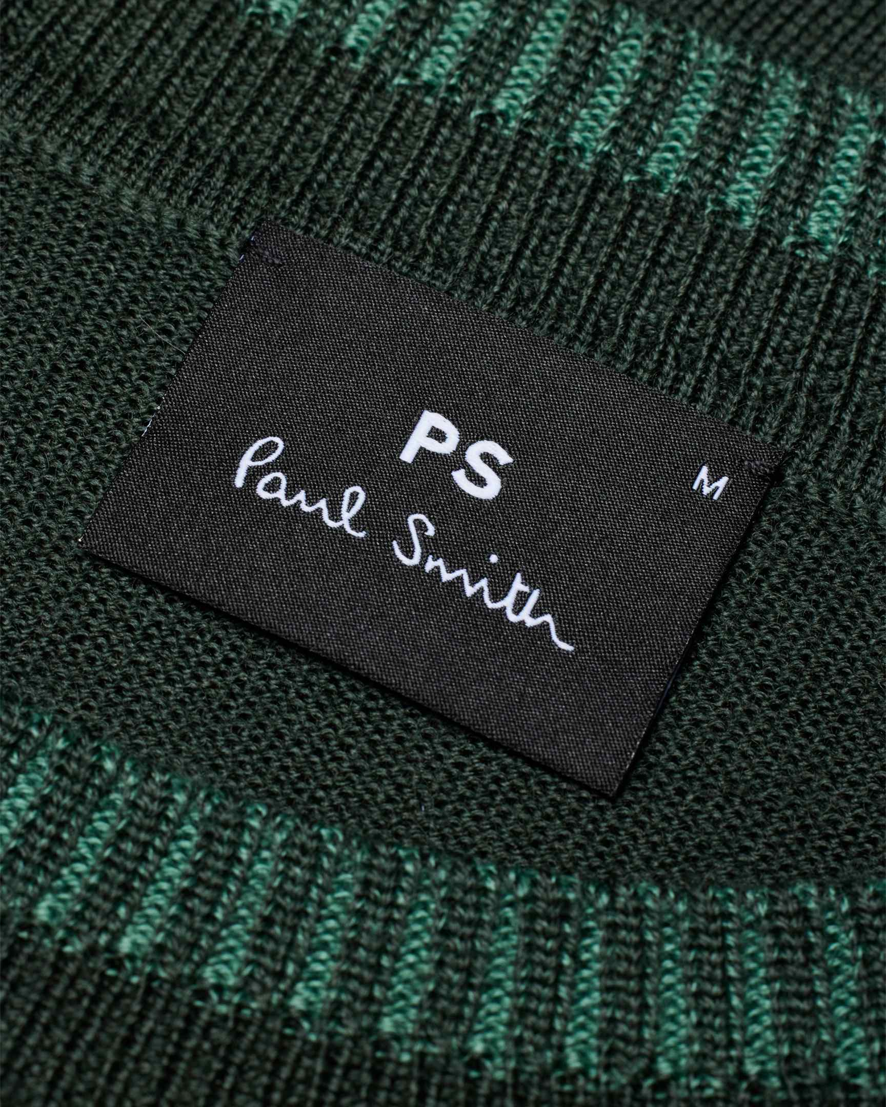 Men's Dark Green ContrastCollar Merino Wool Sweater