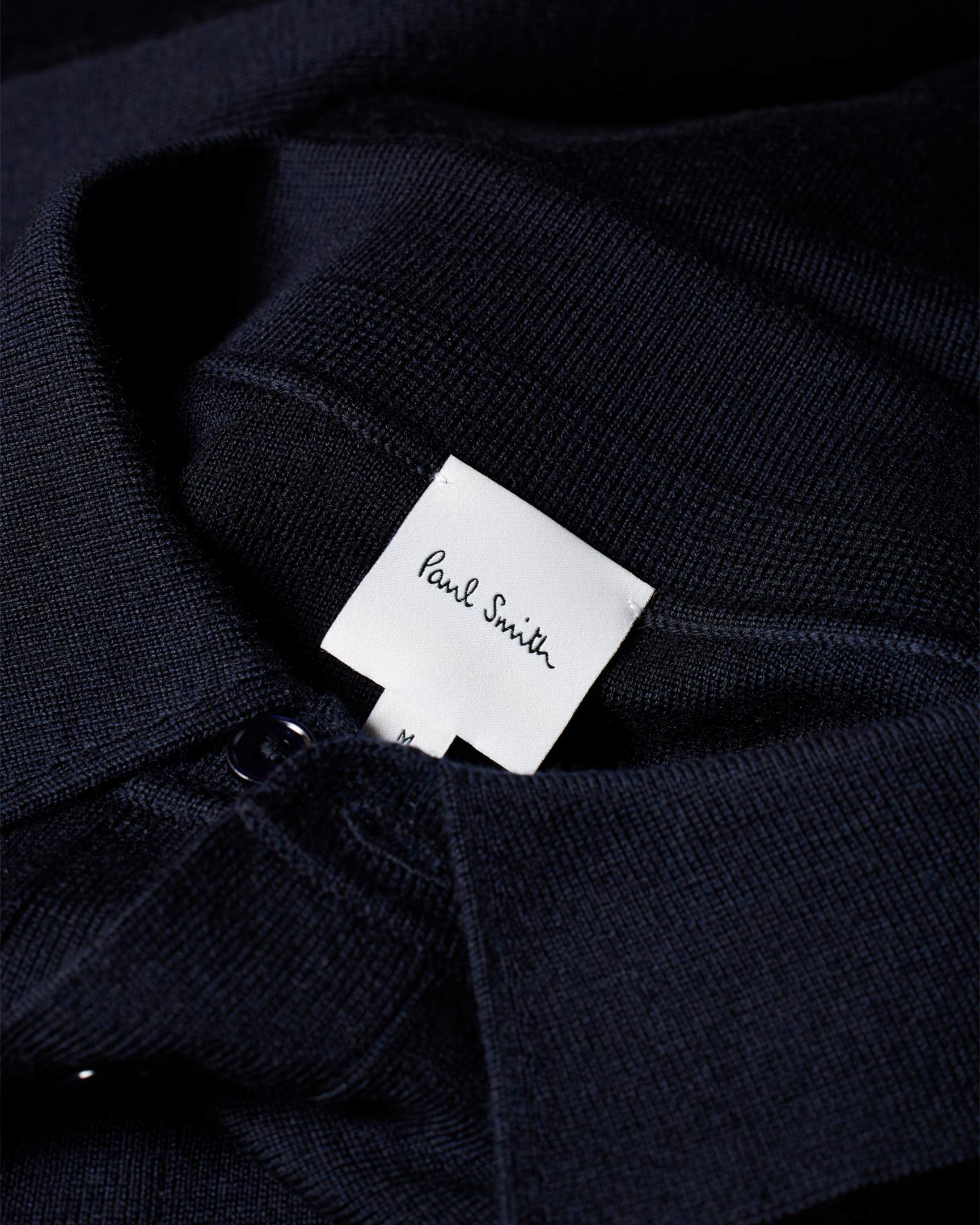 Men #39 s Dark Navy Merino Wool Long Sleeve Polo Shirt