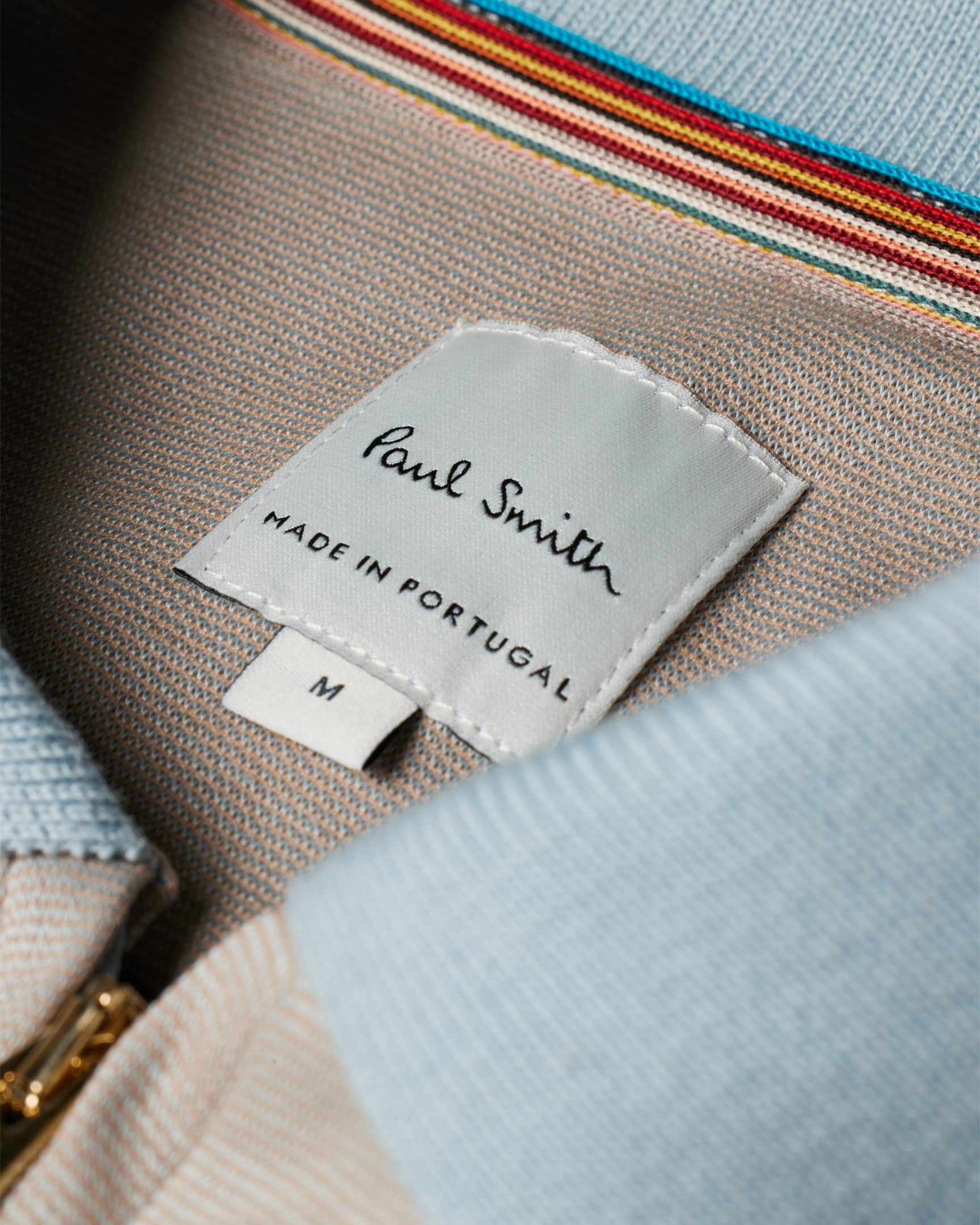 Men's Light Blue And Grey Zip Polo Shirt