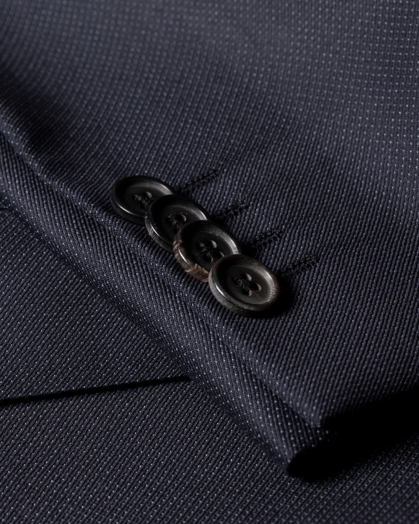 Detail View - The Kensington - Slim-Fit Dark Navy Pin Dot Wool Suit Paul Smith