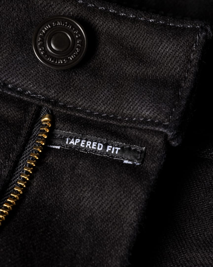 Detail View - Tapered-Fit Black Organic Stretch Jeans Paul Smith