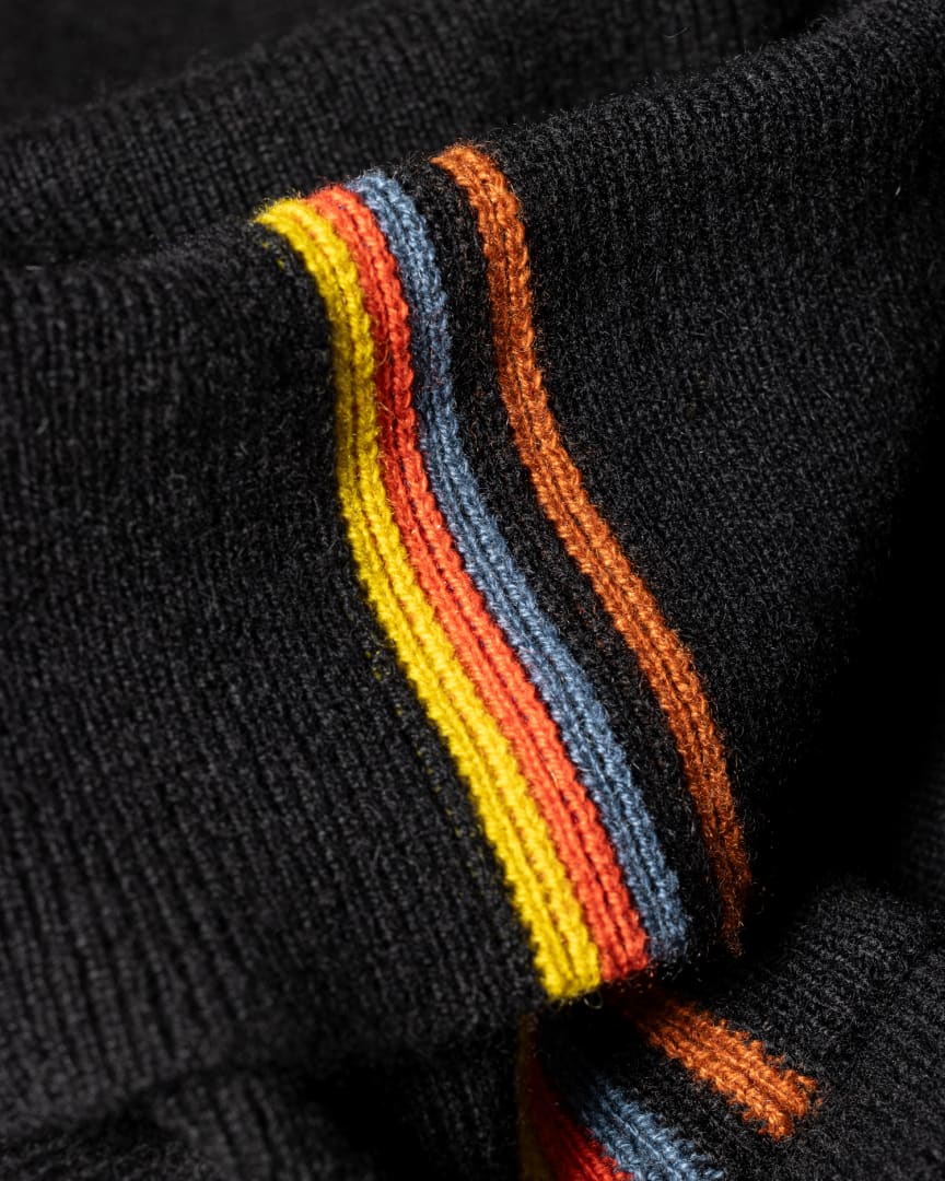 Black Cashmere 'Artist Stripe' Roll Neck Sweater