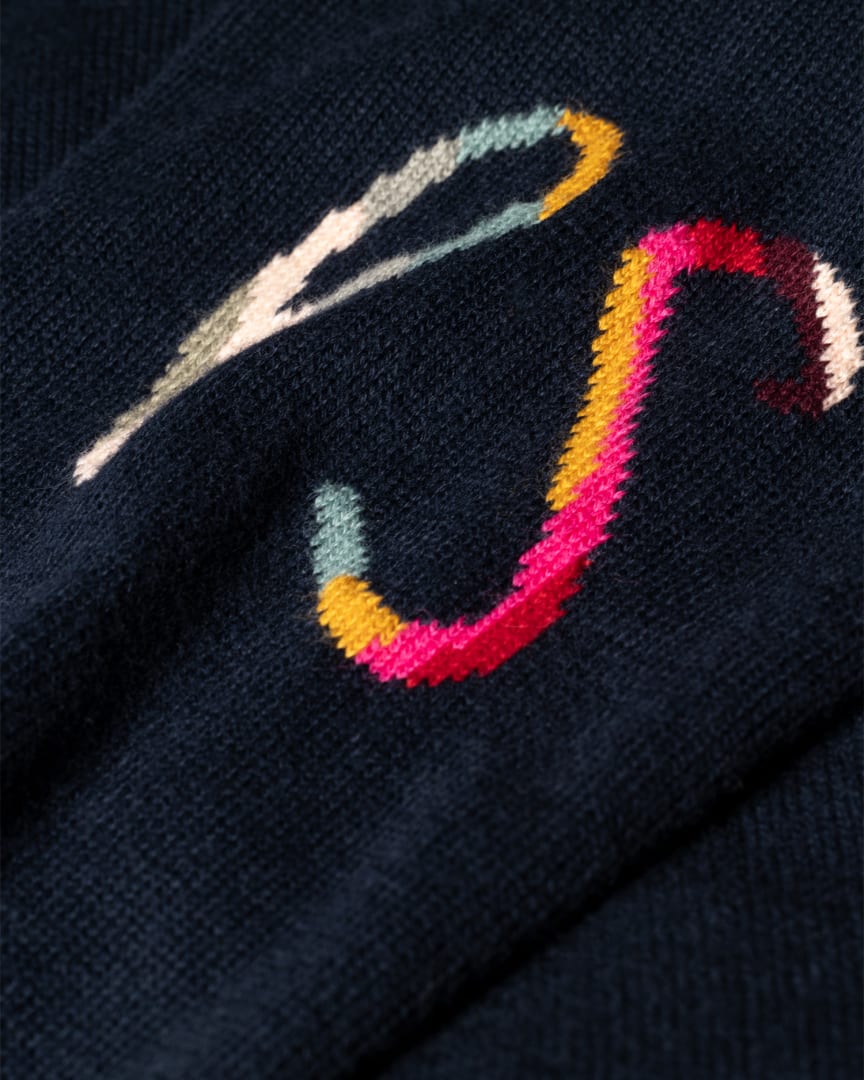 Detail View - Women's Navy Knitted Initials Sweater Paul Smith