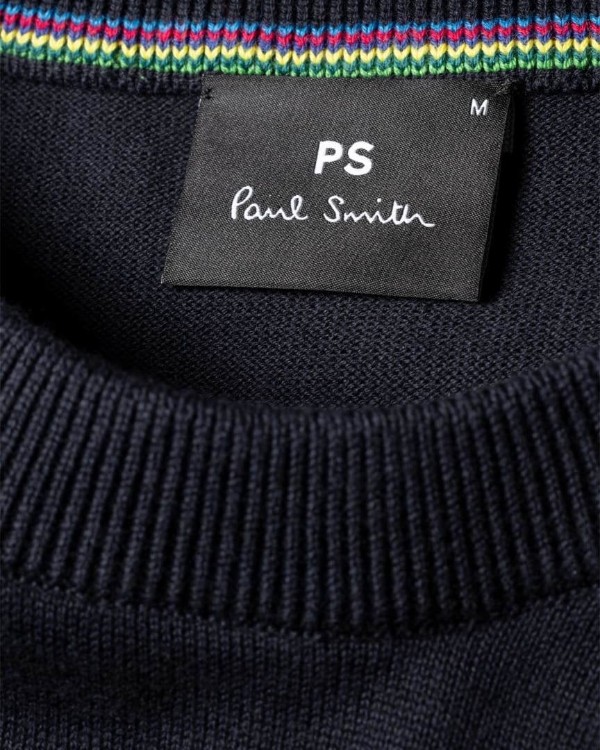 Detail View - Navy Organic Cotton Zebra Logo Sweater Paul Smith