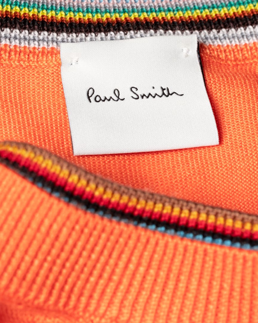 Detail View - Women's Orange Crew Neck 'Signature Stripe' Sweater Paul Smith