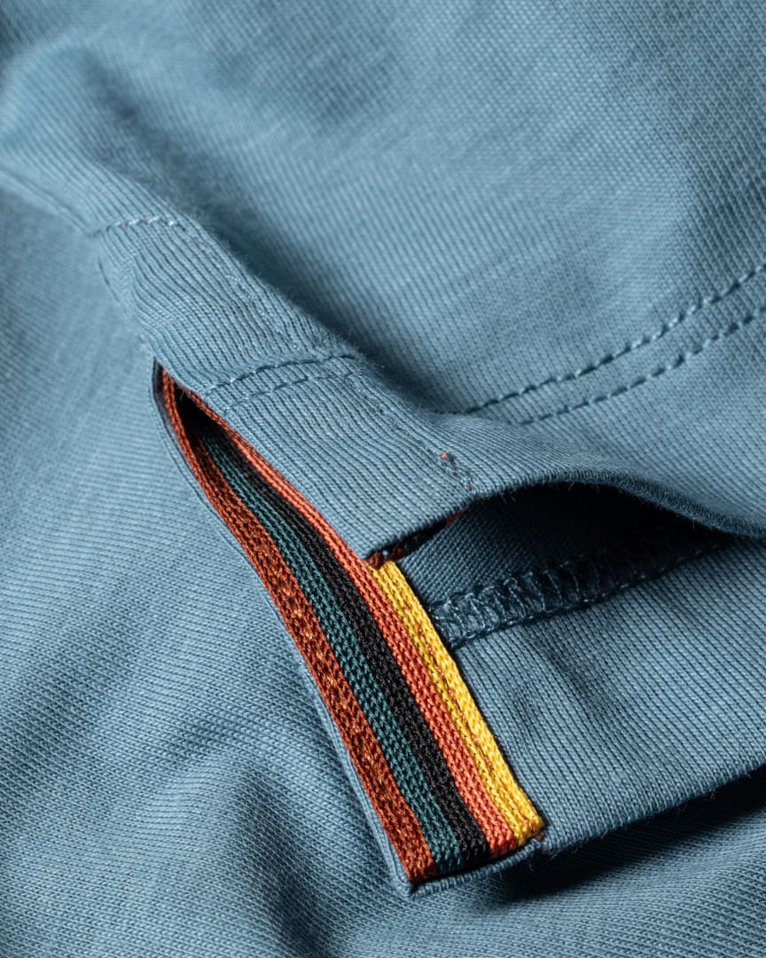 Men's Powder Blue Jersey Polo Shirt with 'Artist Stripe' Tab