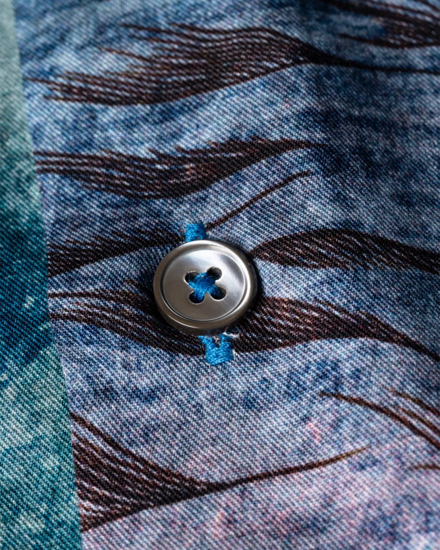 Detail View - Blue 'Narcissus' Print Viscose Shirt Paul Smith