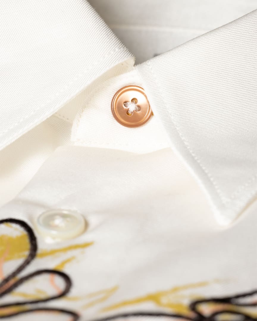 Detail View - Ecru Embroidered 'Laurel' Cotton-Blend Shirt Paul Smith