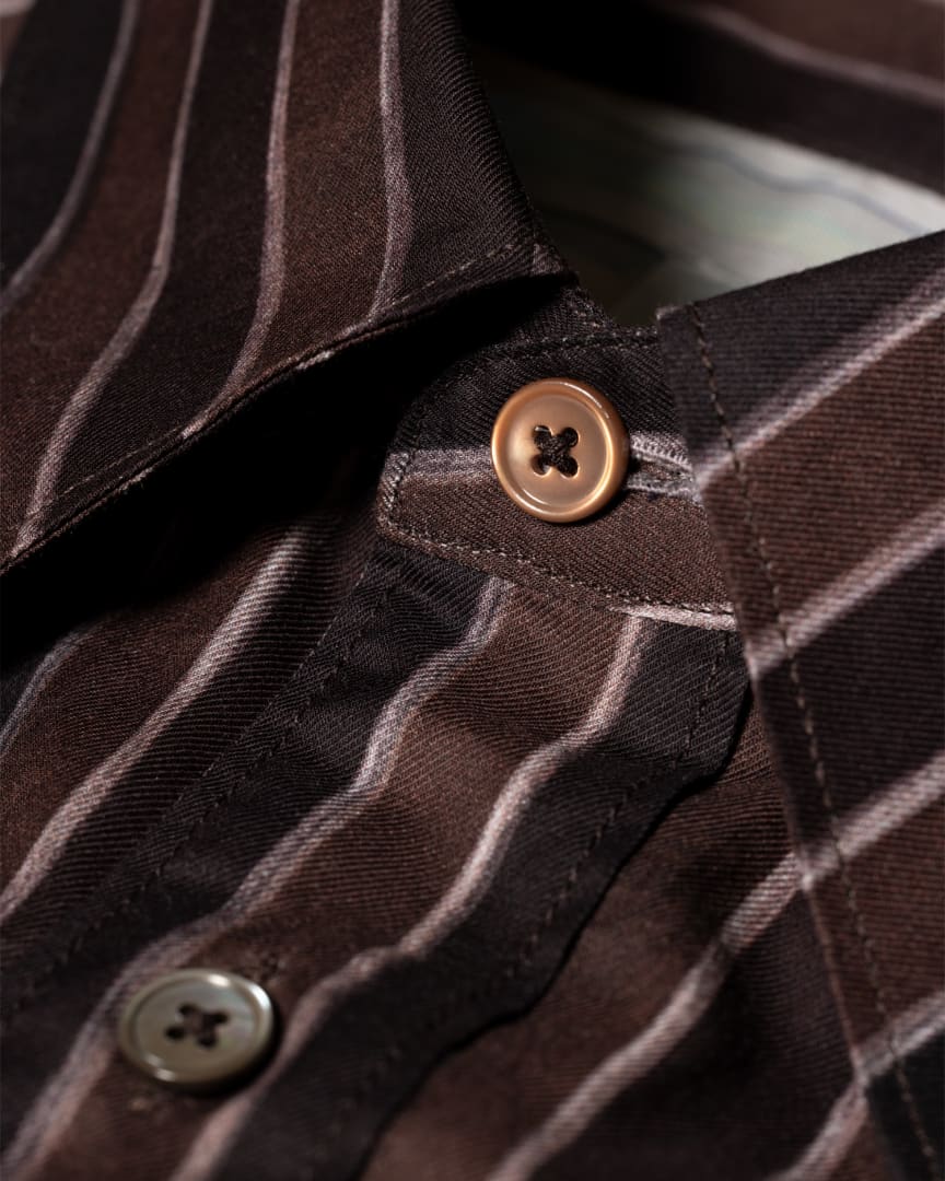 Detail View - Brown Cotton 'Painted Stripe' Shirt Paul Smith