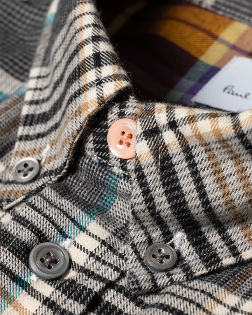 Detail View - Grey Check Double Pocket Shirt Paul Smith
