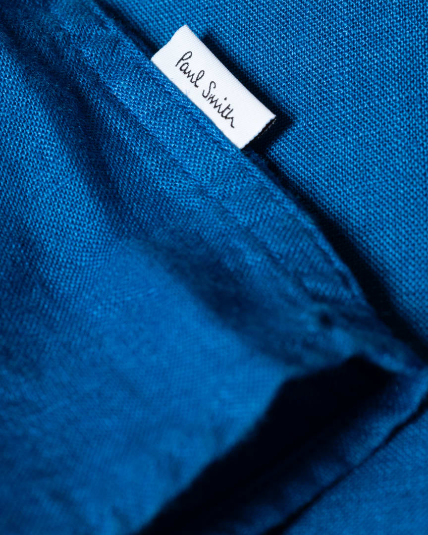 Detail View - Cobalt Blue Linen Button-Down Shirt Paul Smith