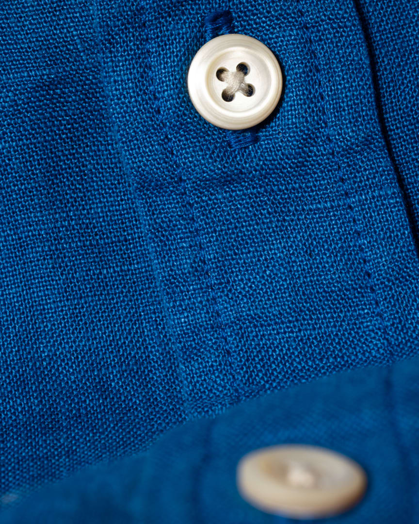 Men's Cobalt Blue Linen ButtonDown Shirt