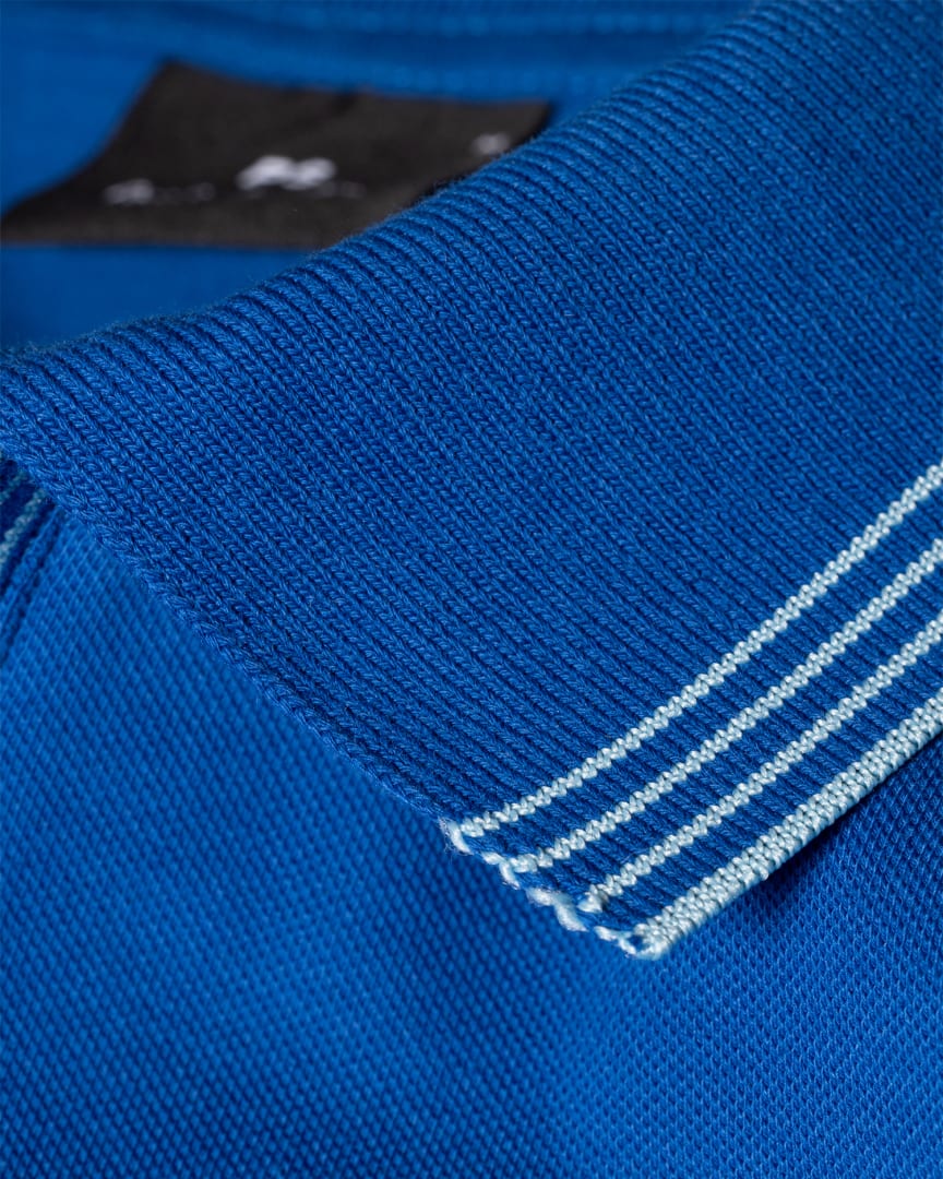 Detail View - Cobalt Blue Zip Neck Stretch-Cotton Polo Shirt Paul Smith